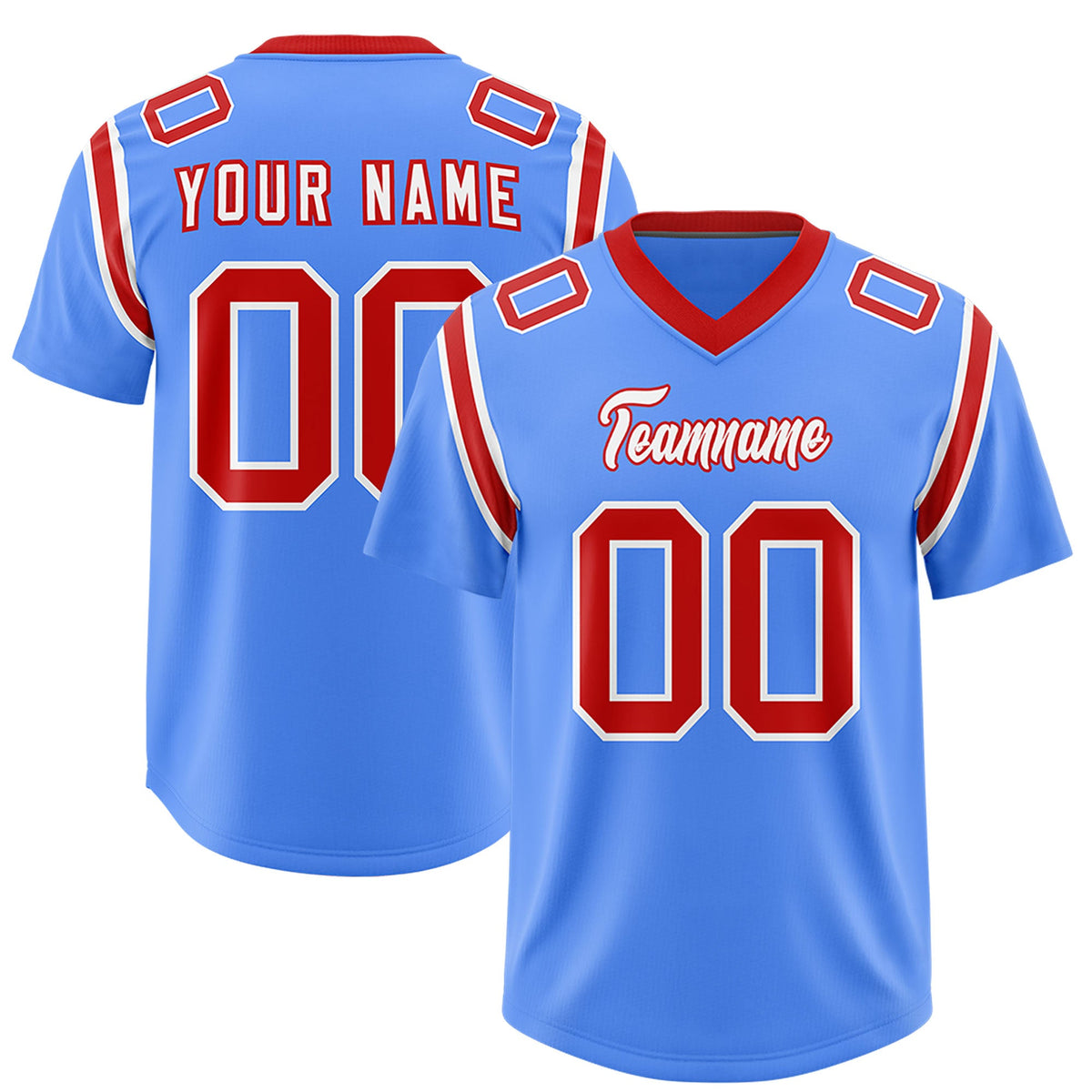 Custom Powder Blue Personalized Shoulder Cut Two-Tone Authentic Football Jersey