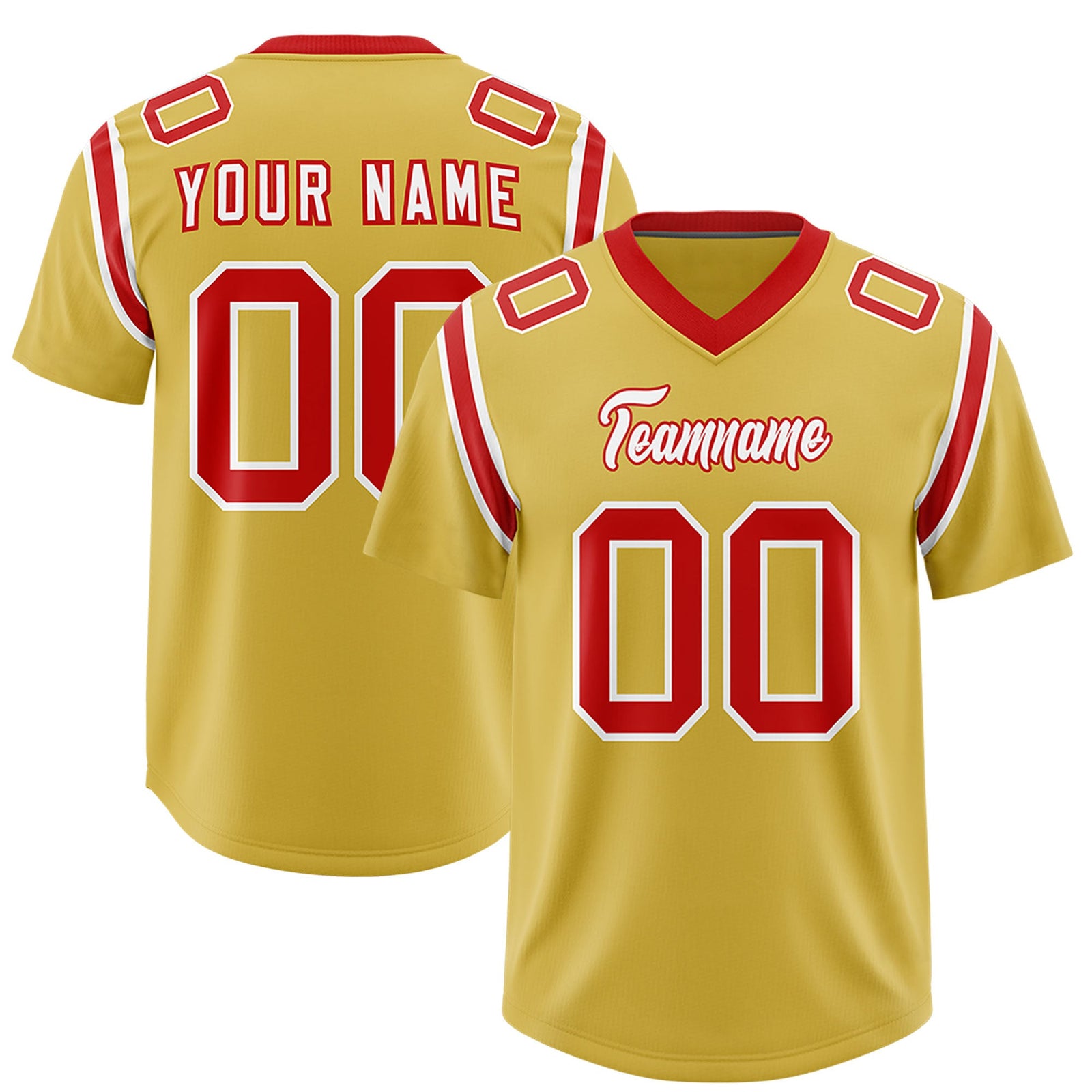 Custom Old Gold Personalized Shoulder Cut Two-Tone Authentic Football Jersey