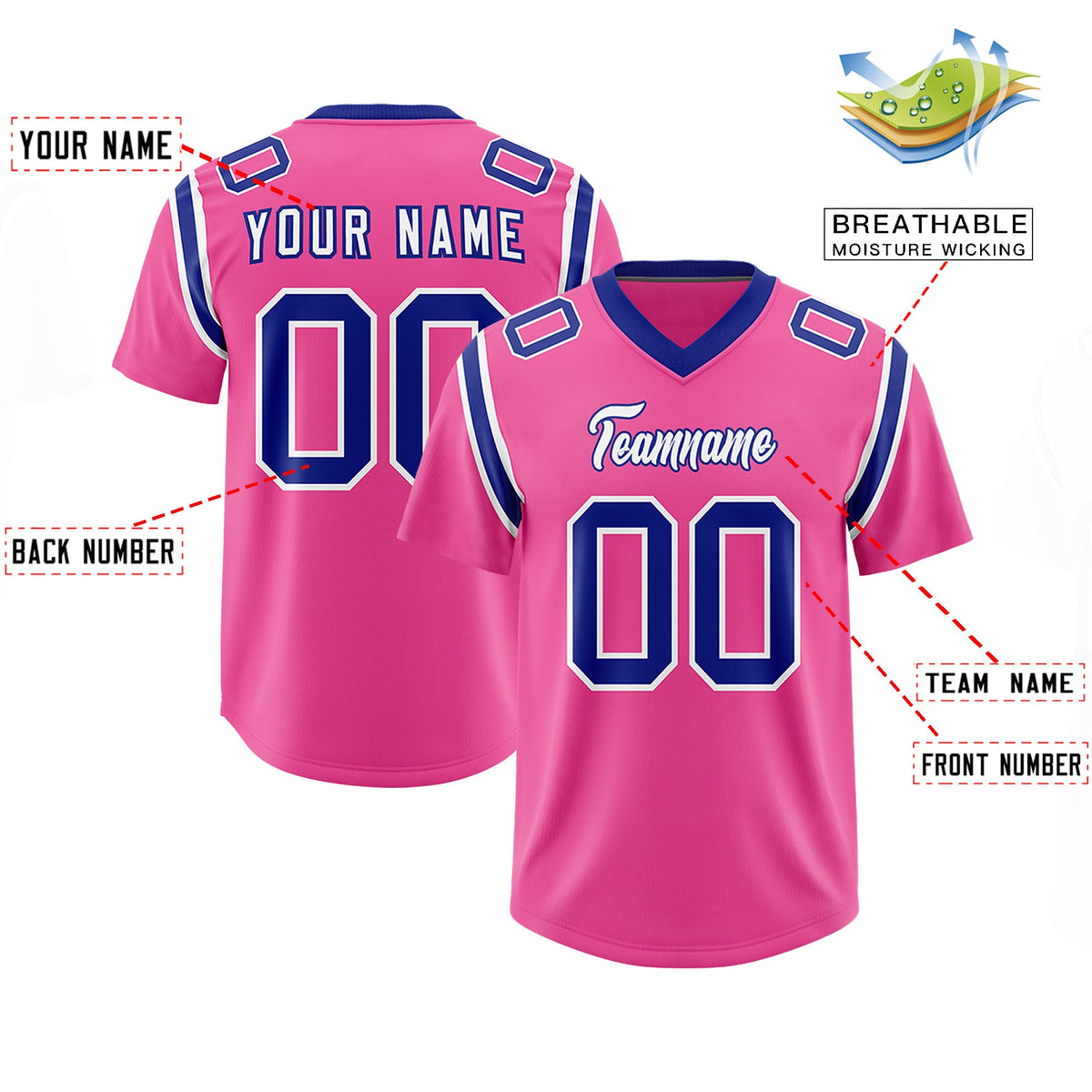 Custom Pink Personalized Shoulder Cut Two-Tone Authentic Football Jersey