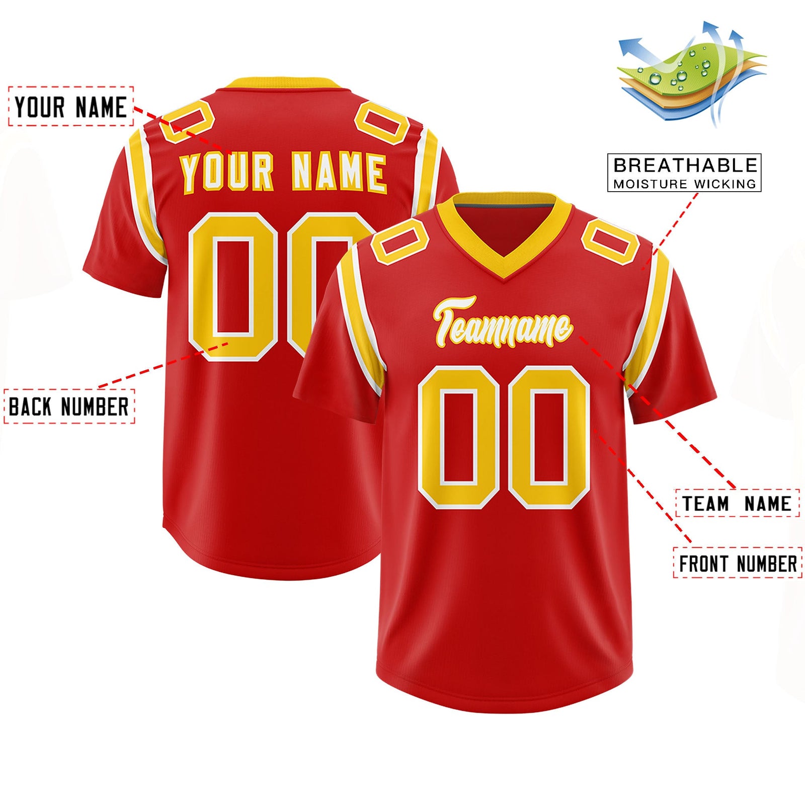 Custom Red Personalized Shoulder Cut Two-Tone Authentic Football Jersey