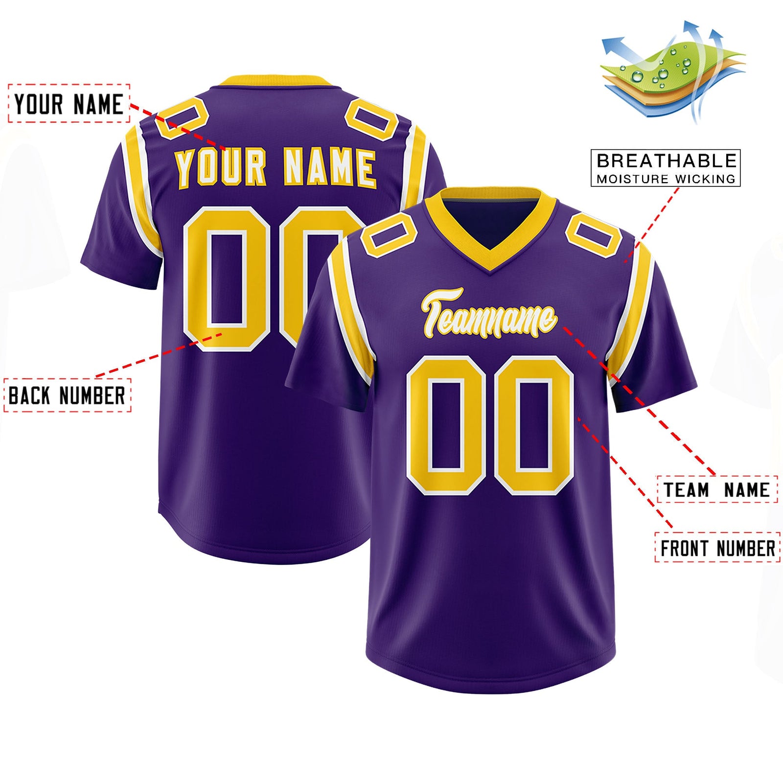 Custom Purple Personalized Shoulder Cut Two-Tone Authentic Football Jersey