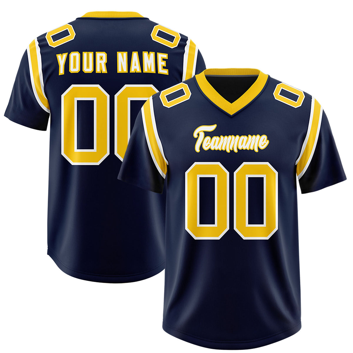 Custom Navy Personalized Shoulder Cut Two-Tone Authentic Football Jersey