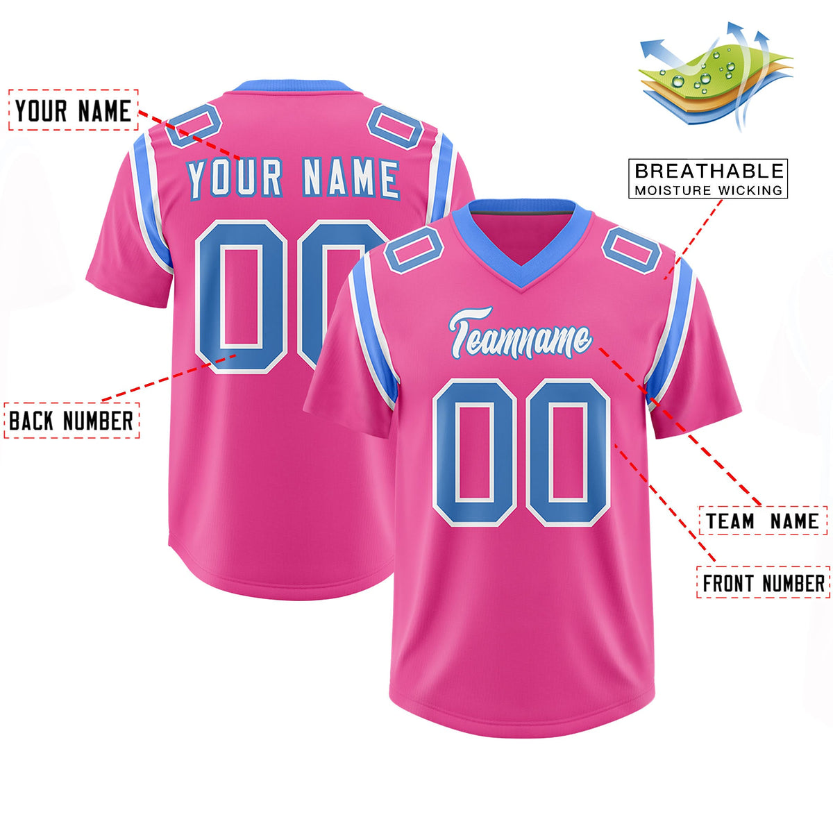 Custom Pink Personalized Shoulder Cut Two-Tone Authentic Football Jersey