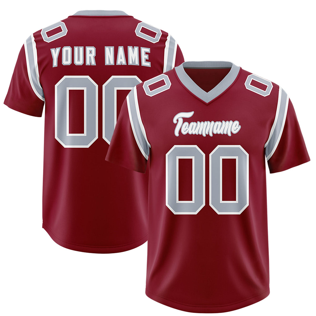 Custom Crimson Personalized Shoulder Cut Two-Tone Authentic Football Jersey