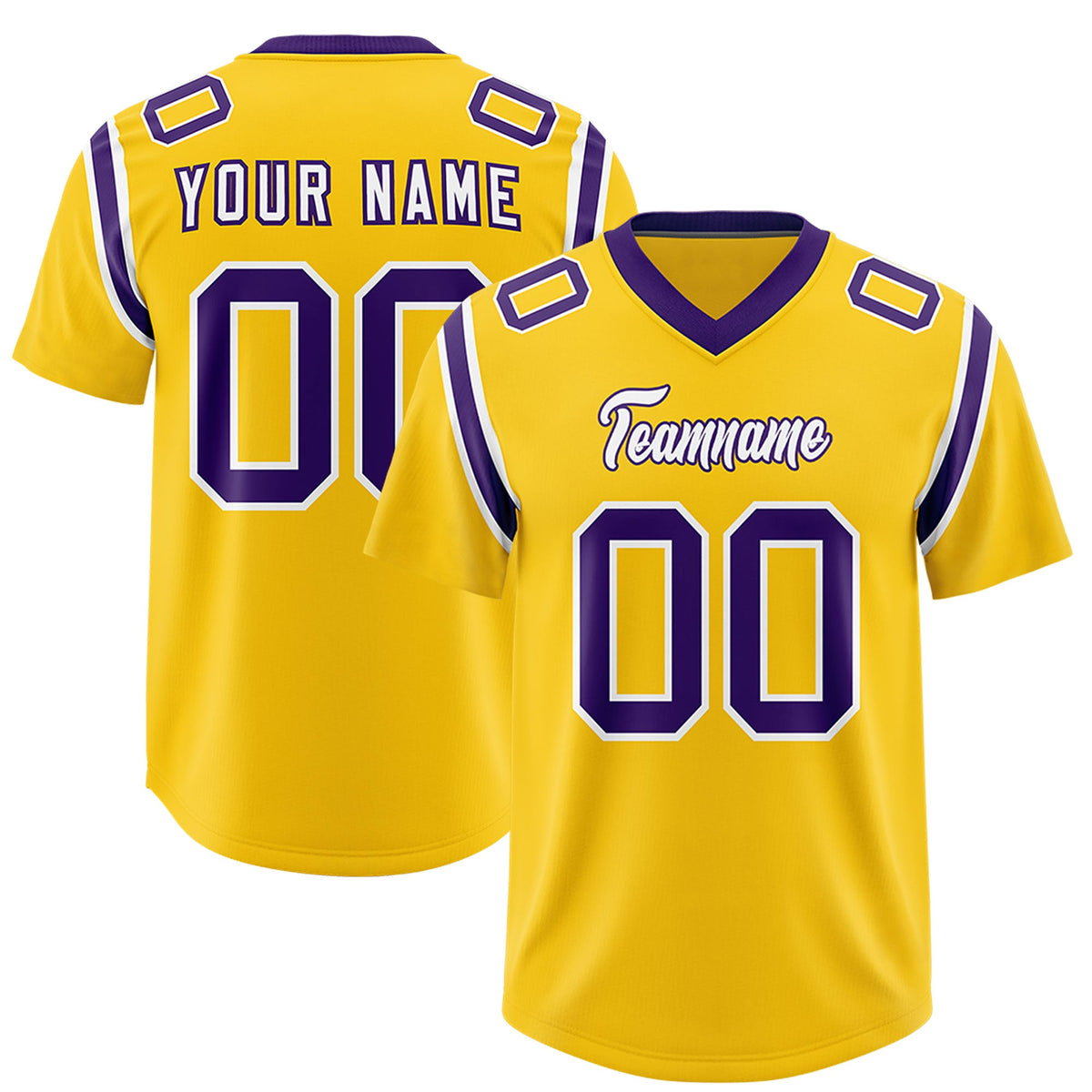 Custom Gold Personalized Shoulder Cut Two-Tone Authentic Football Jersey