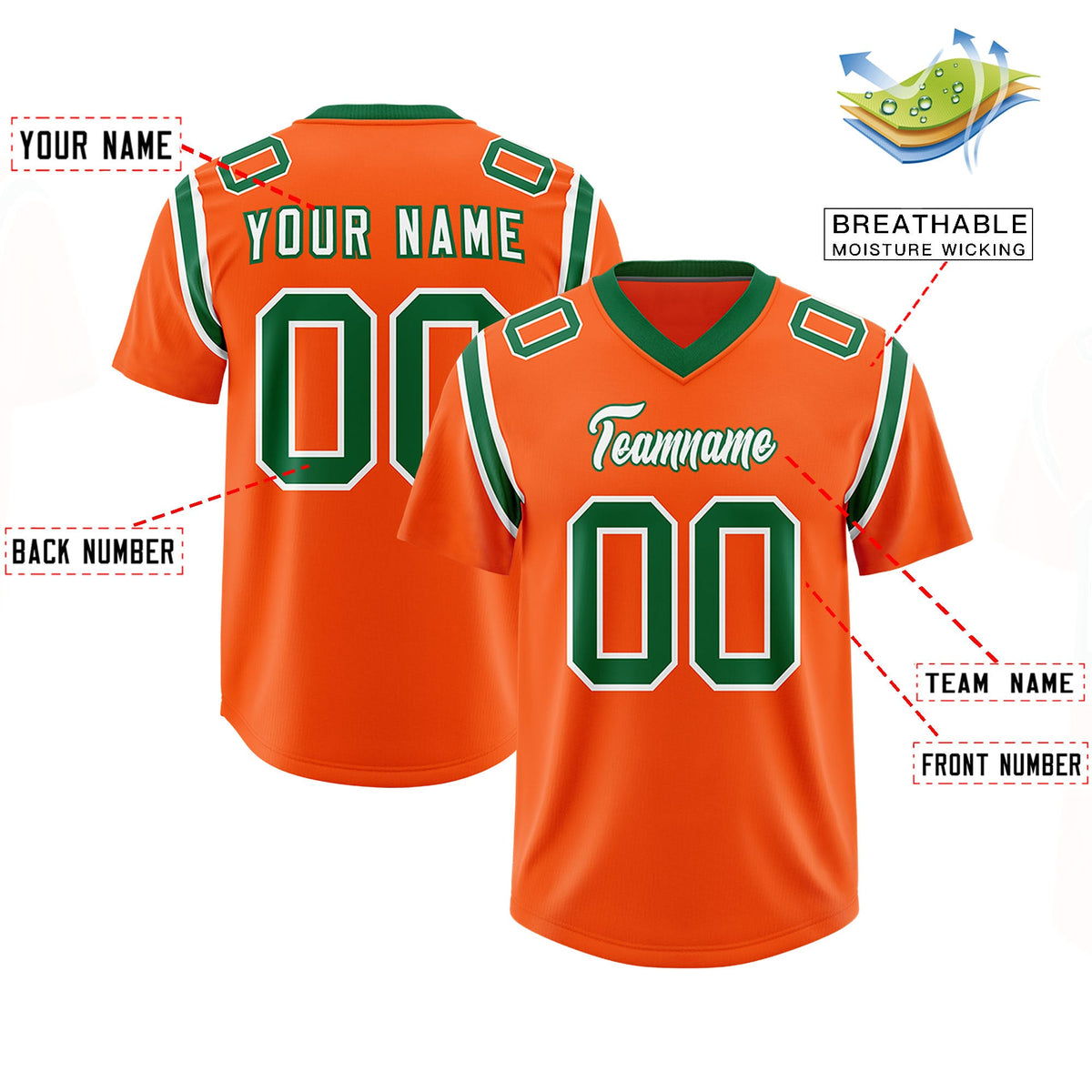 Custom Orange Personalized Shoulder Cut Two-Tone Authentic Football Jersey