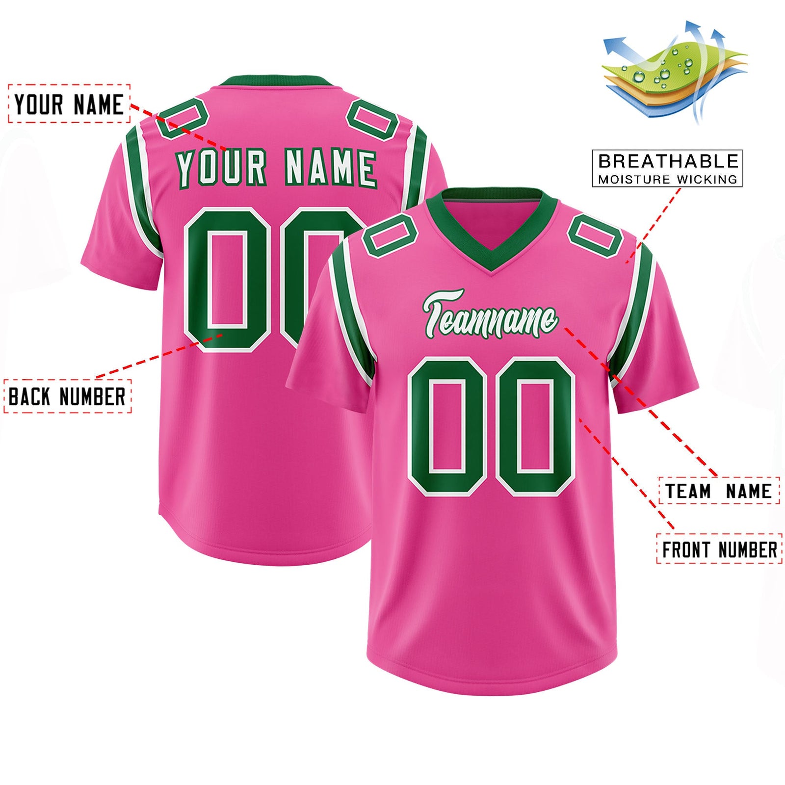 Custom Pink Personalized Shoulder Cut Two-Tone Authentic Football Jersey