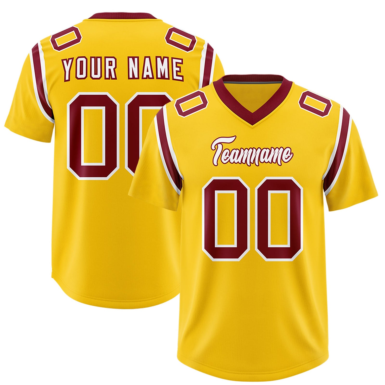 Custom Gold Personalized Shoulder Cut Two-Tone Authentic Football Jersey