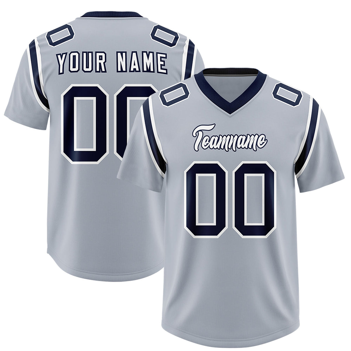Custom Silver Personalized Shoulder Cut Two-Tone Authentic Football Jersey