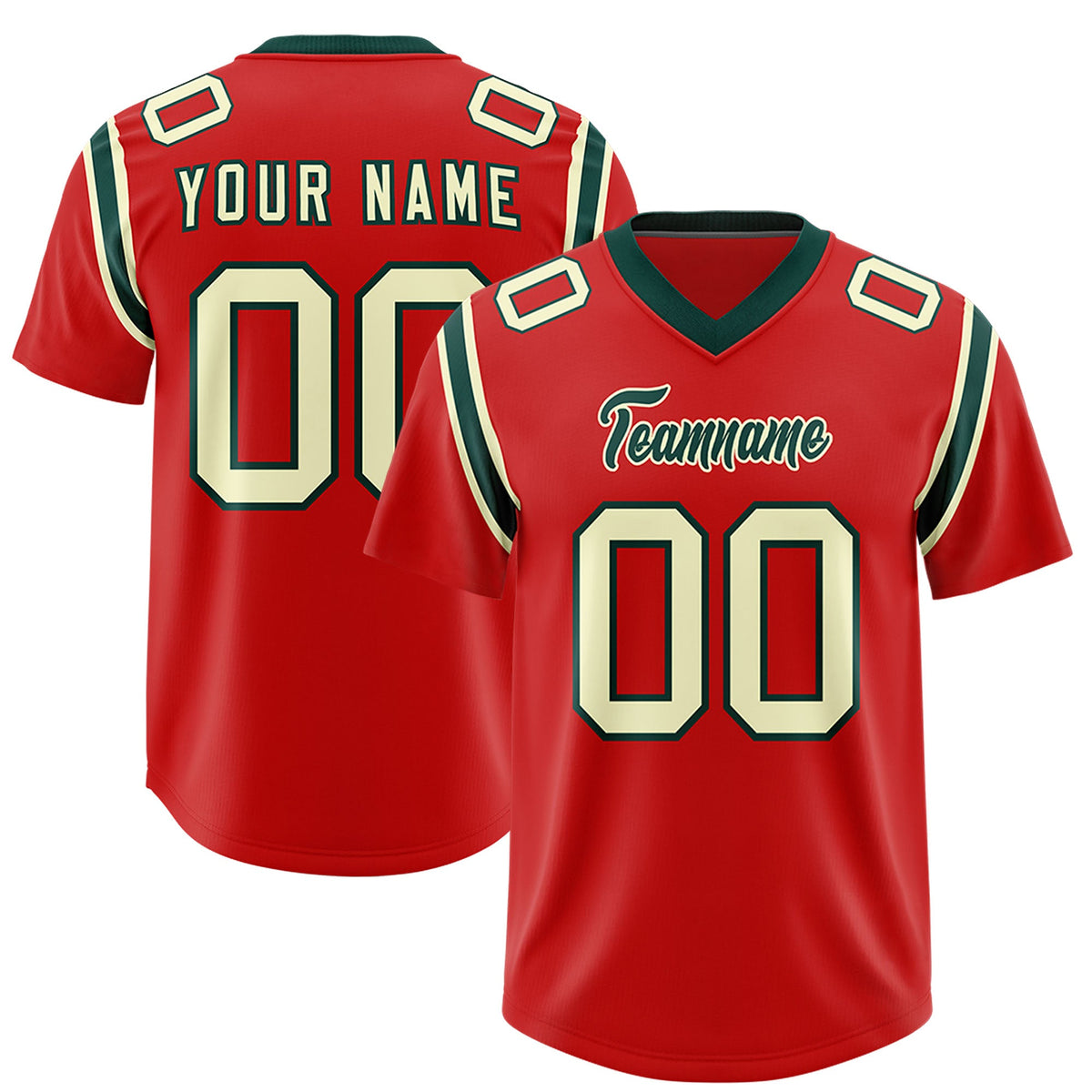 Custom Red Personalized Shoulder Cut Two-Tone Authentic Football Jersey