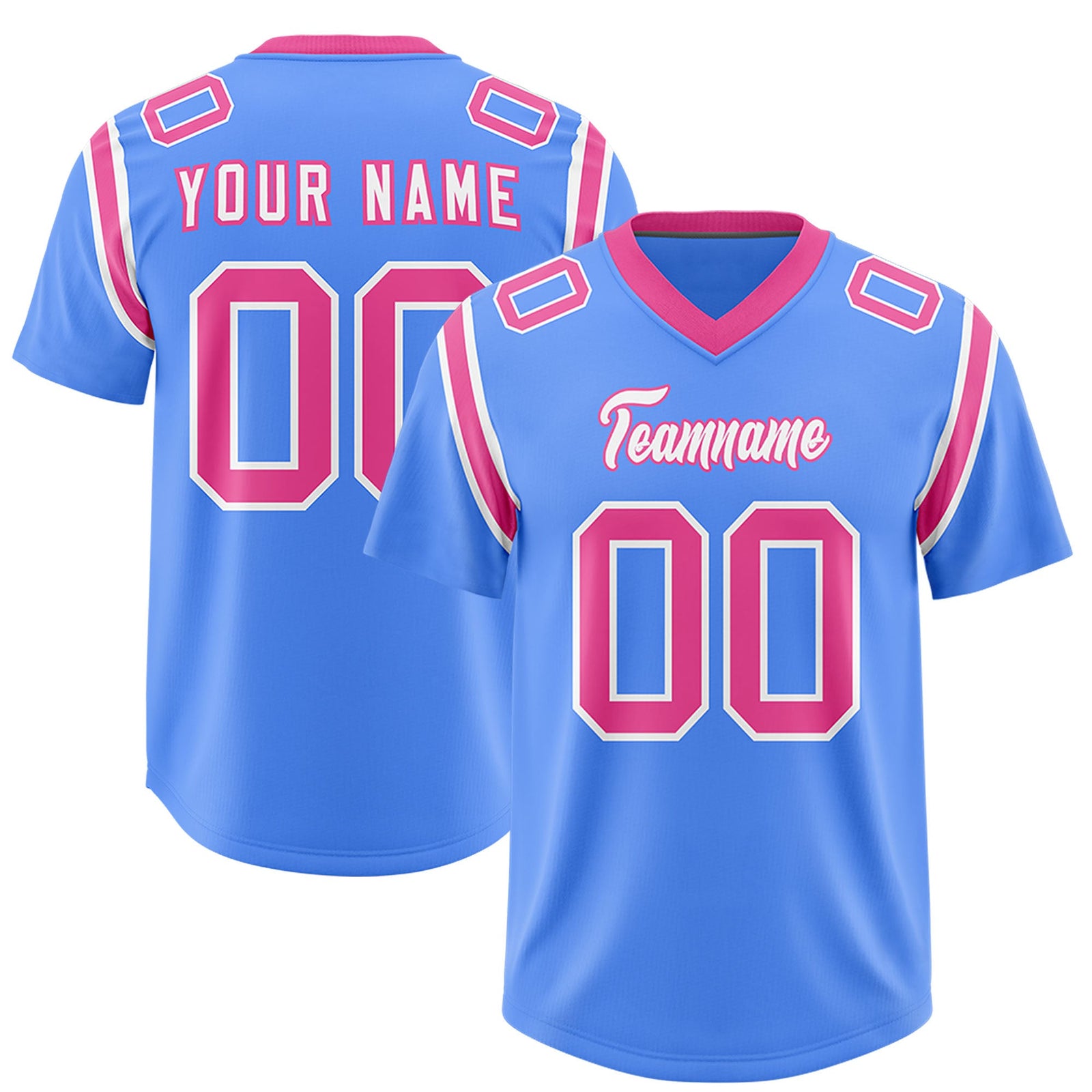 Custom Powder Blue Personalized Shoulder Cut Two-Tone Authentic Football Jersey