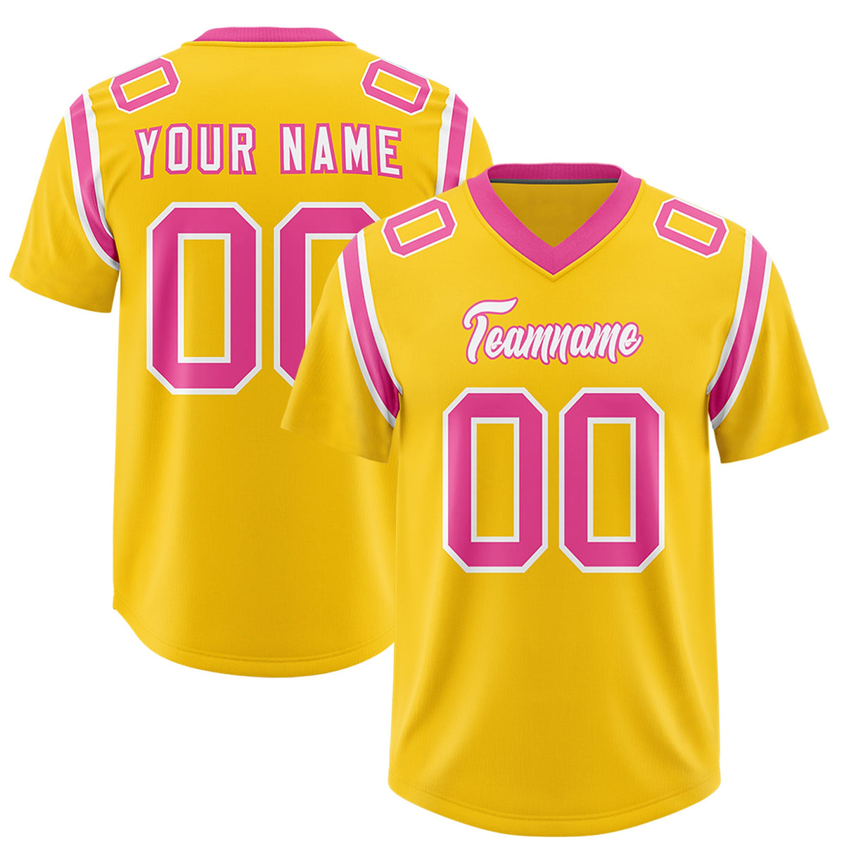 Custom Gold Personalized Shoulder Cut Two-Tone Authentic Football Jersey