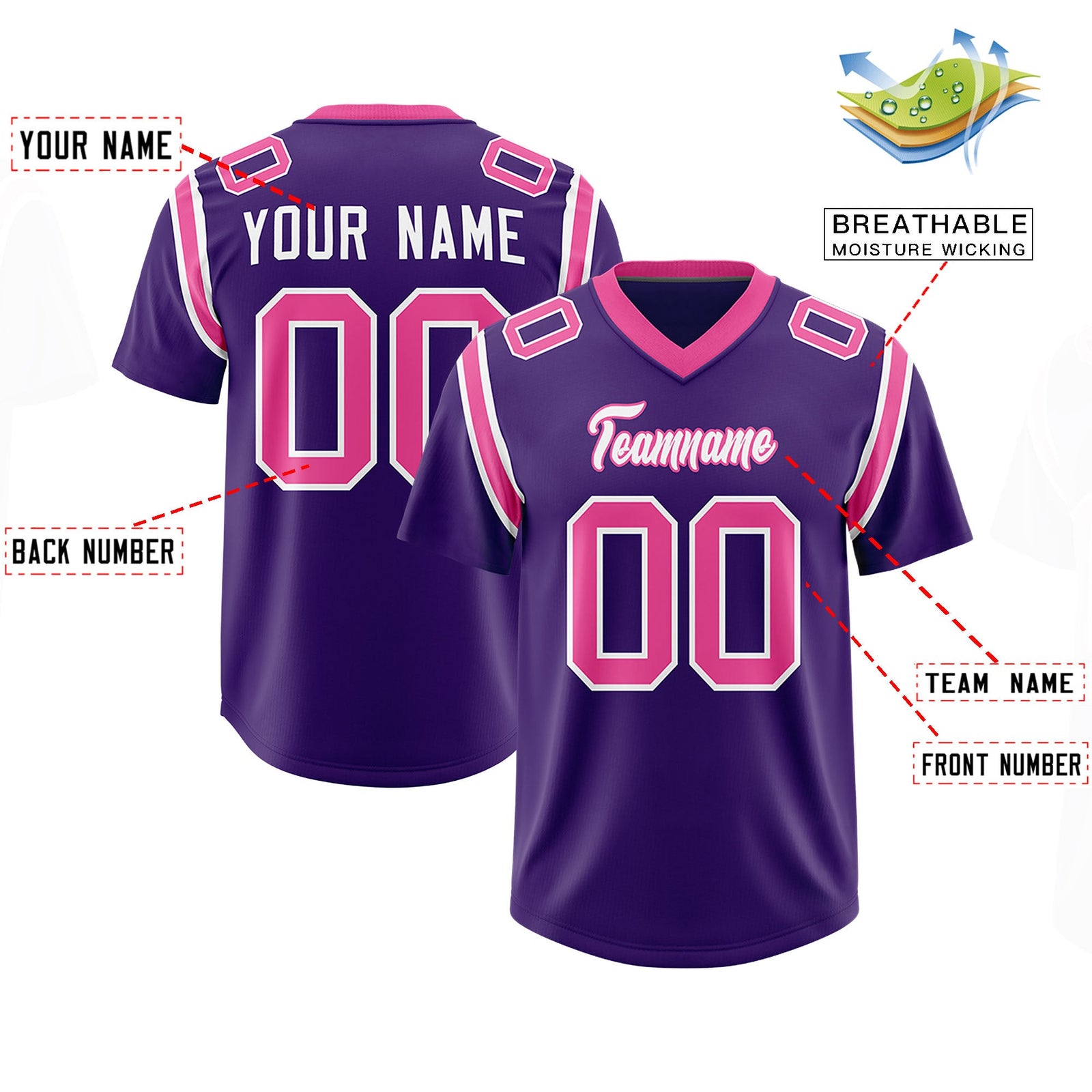 Custom Purple Personalized Shoulder Cut Two-Tone Authentic Football Jersey