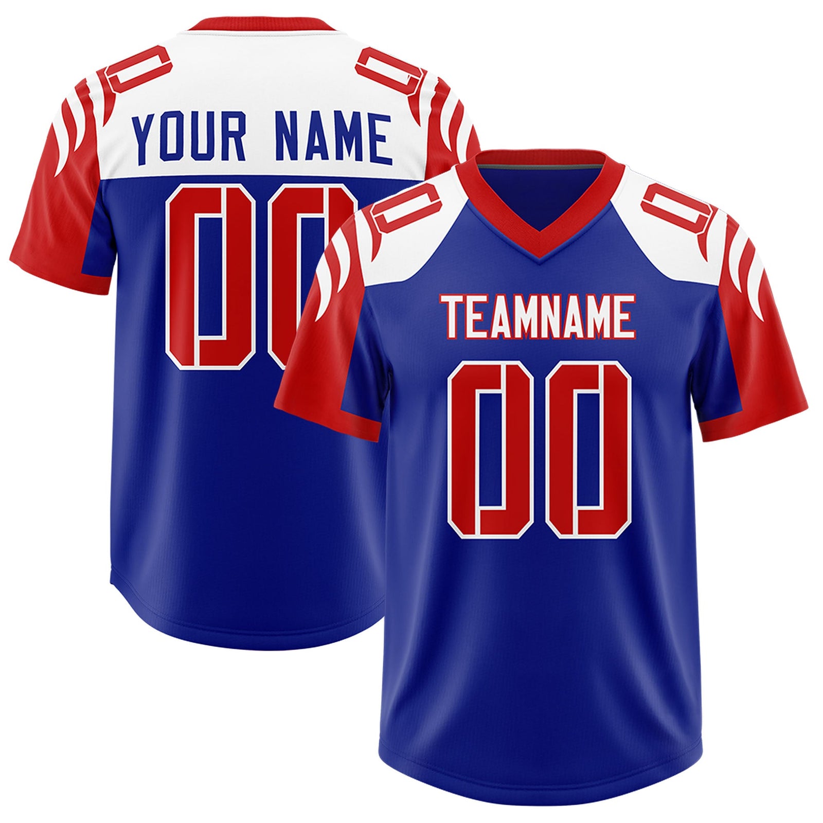 Custom Royal Red Raglan Sleeves Personalized Pattern Authentic Football Jersey