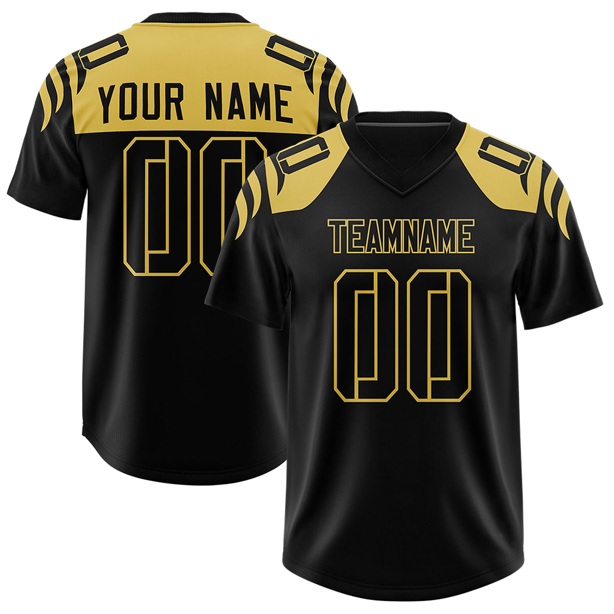 Custom Black Black Raglan Sleeves Personalized Pattern Authentic Football Jersey