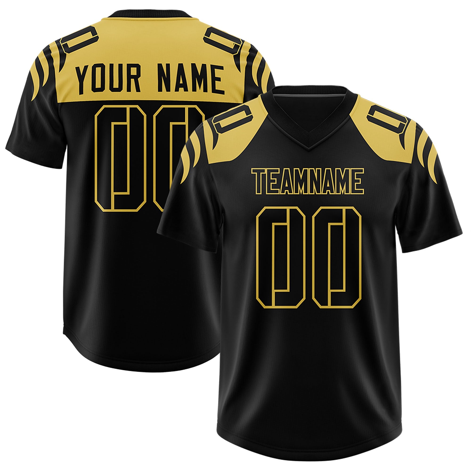 Custom Black Black Raglan Sleeves Personalized Pattern Authentic Football Jersey