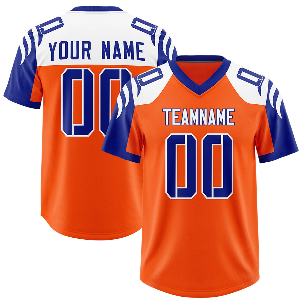 Custom Orange Royal Raglan Sleeves Personalized Pattern Authentic Football Jersey
