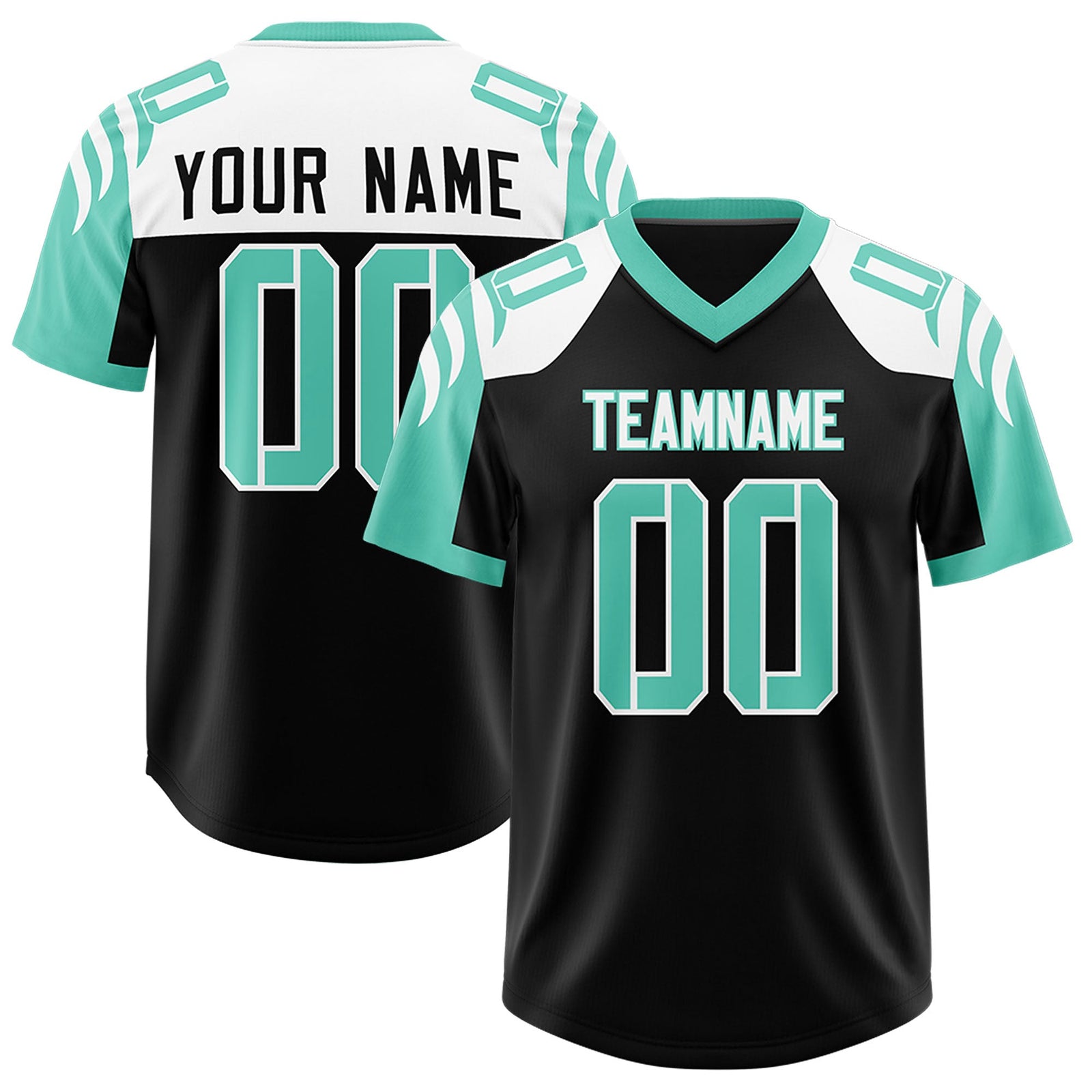 Custom Black Bright Green Raglan Sleeves Personalized Pattern Authentic Football Jersey