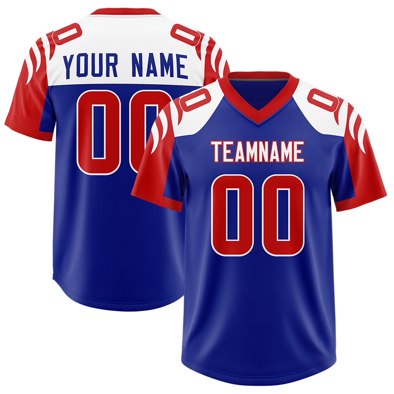 Custom Royal Red Raglan Sleeves Personalized Pattern Authentic Football Jersey