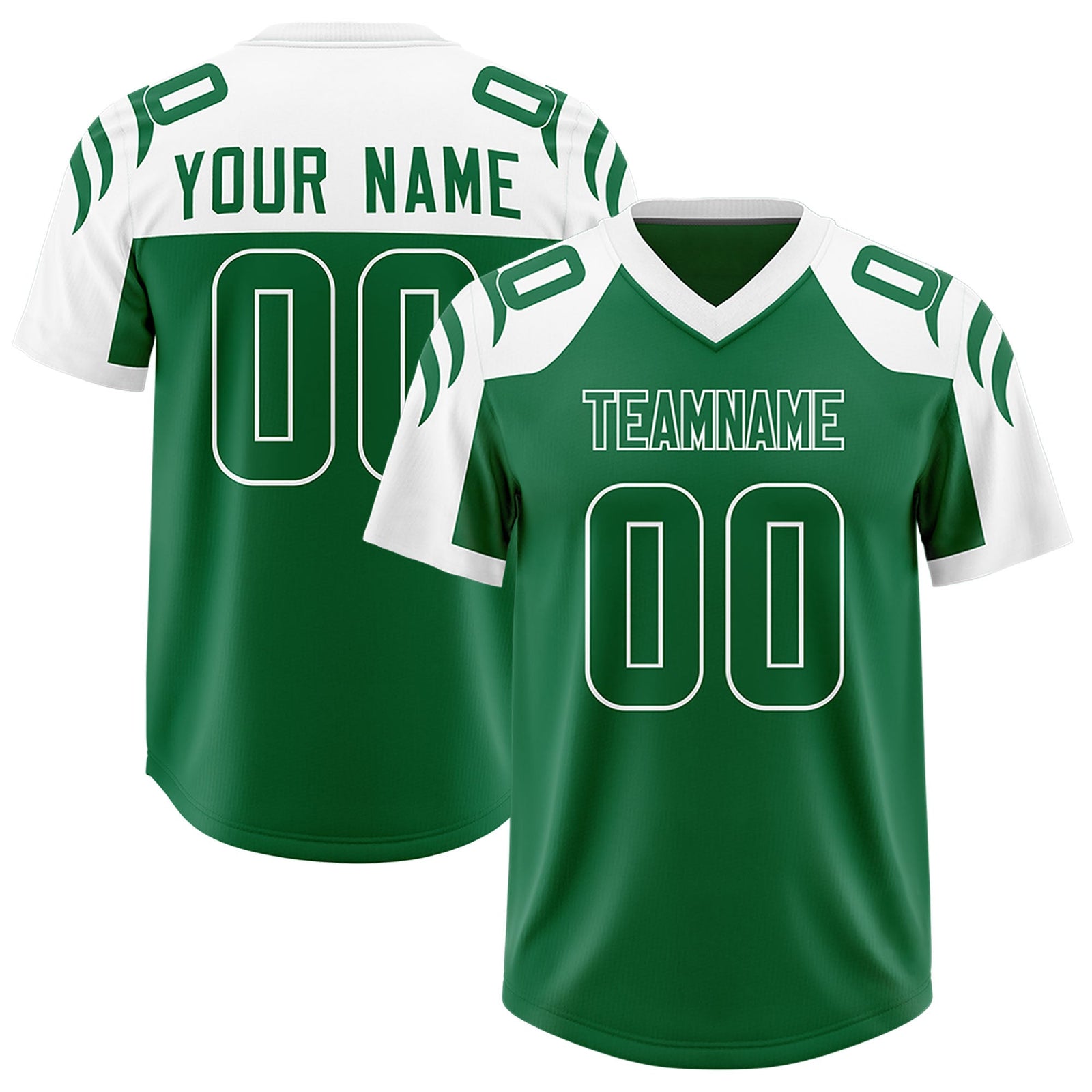 Custom Kelly Green White Raglan Sleeves Personalized Pattern Authentic Football Jersey