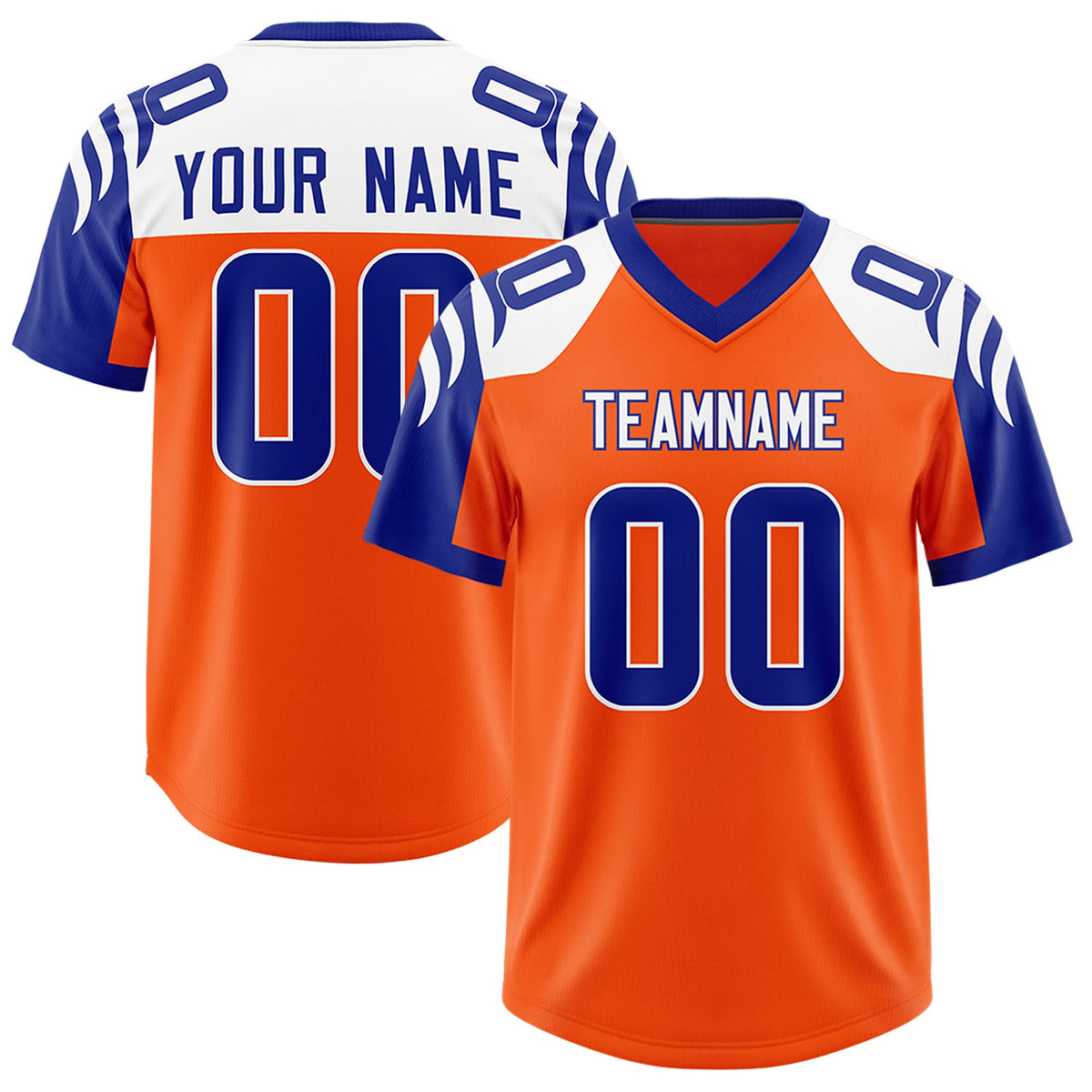 Custom Orange Royal Raglan Sleeves Personalized Pattern Authentic Football Jersey