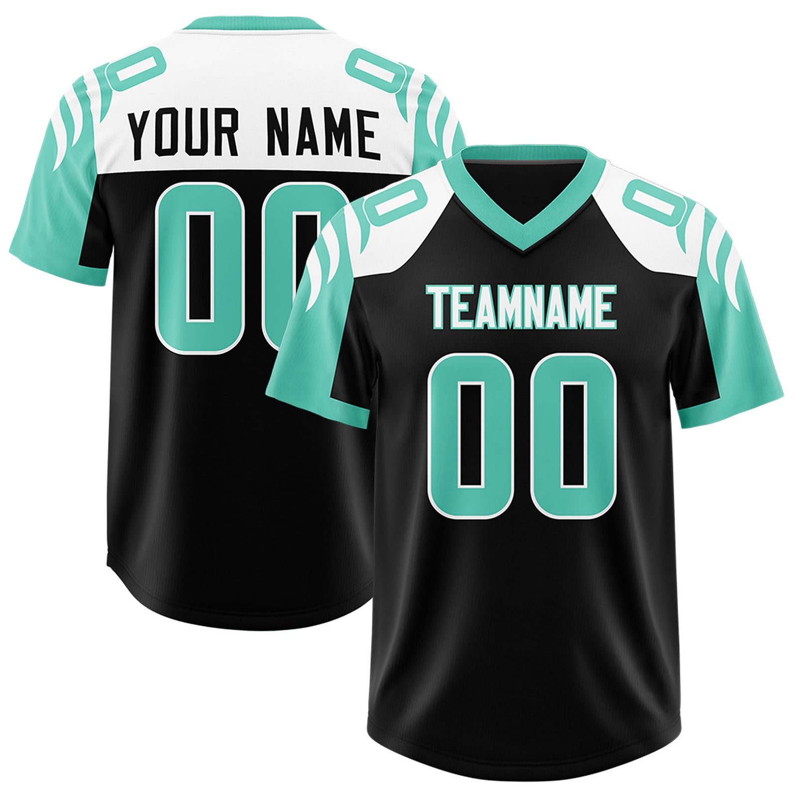 Custom Black Bright Green Raglan Sleeves Personalized Pattern Authentic Football Jersey