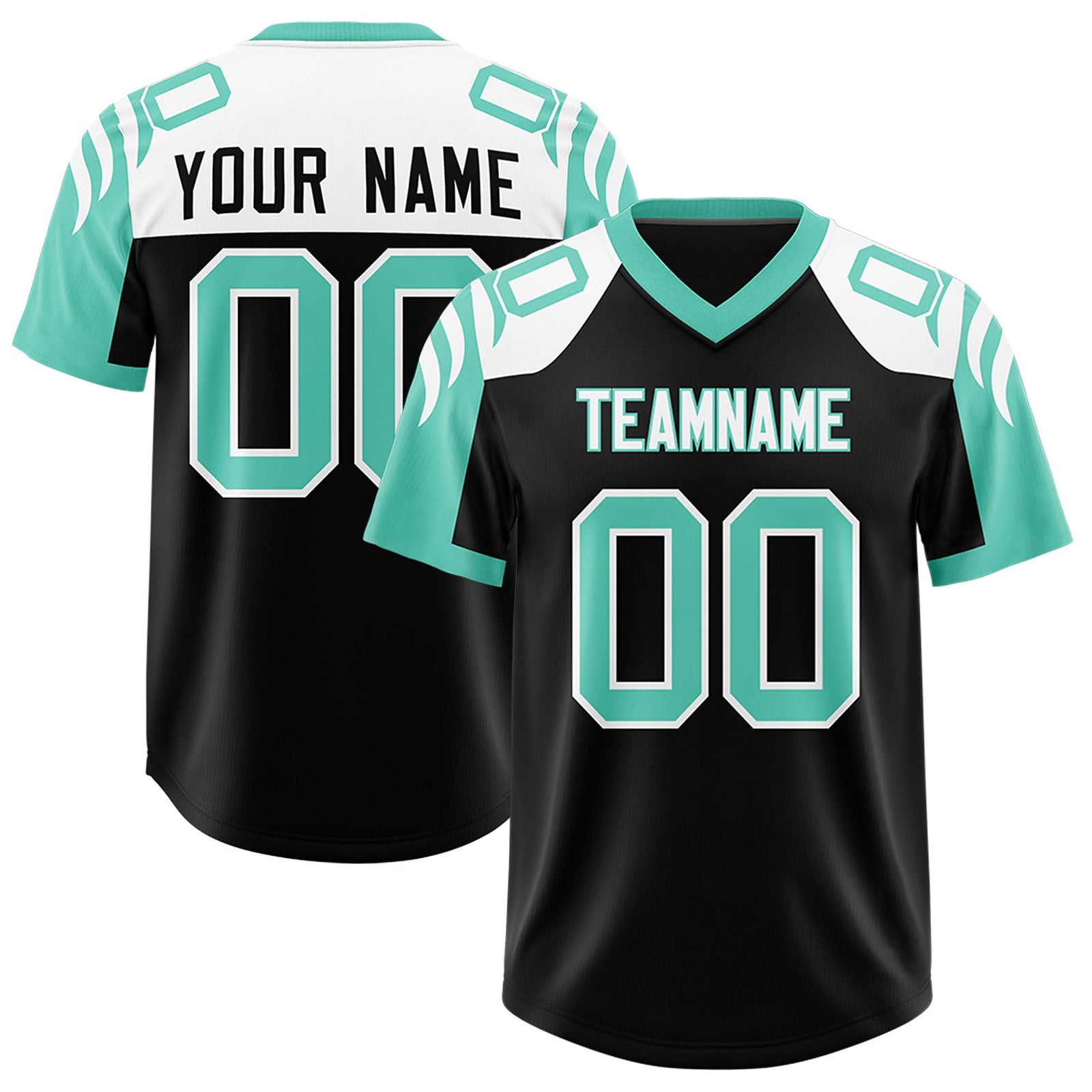 Custom Black Bright Green Raglan Sleeves Personalized Pattern Authentic Football Jersey