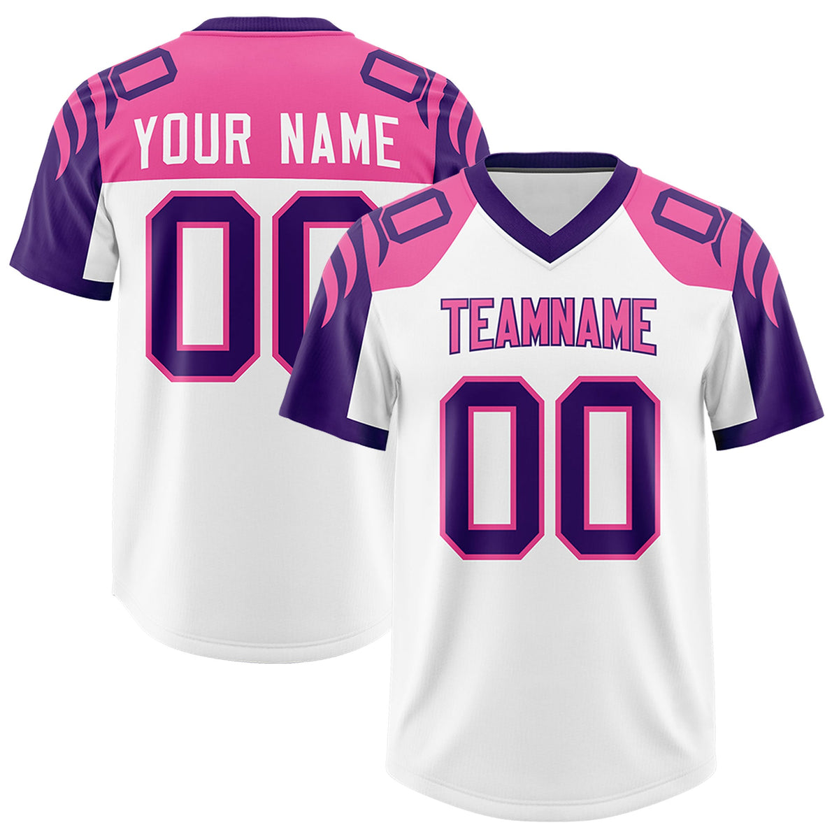 Custom White Purple Raglan Sleeves Personalized Pattern Authentic Football Jersey
