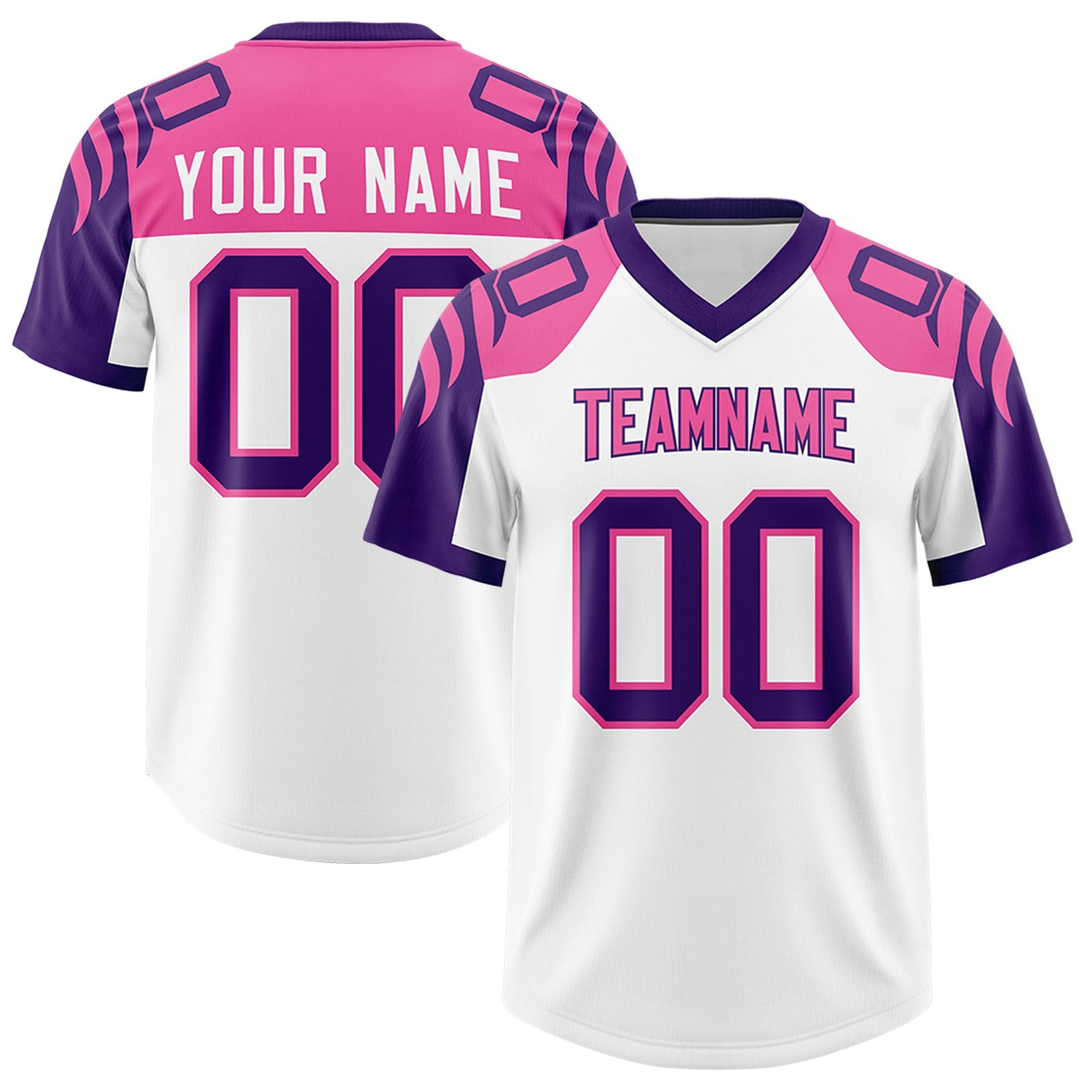 Custom White Purple Raglan Sleeves Personalized Pattern Authentic Football Jersey