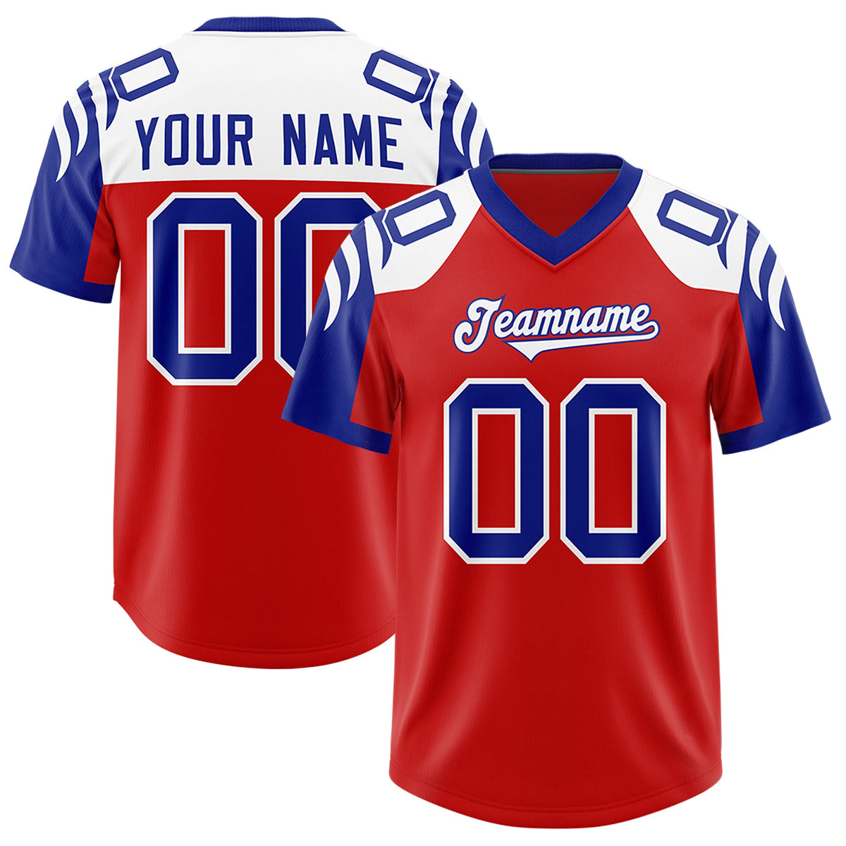 Custom Red Royal Raglan Sleeves Personalized Pattern Authentic Football Jersey