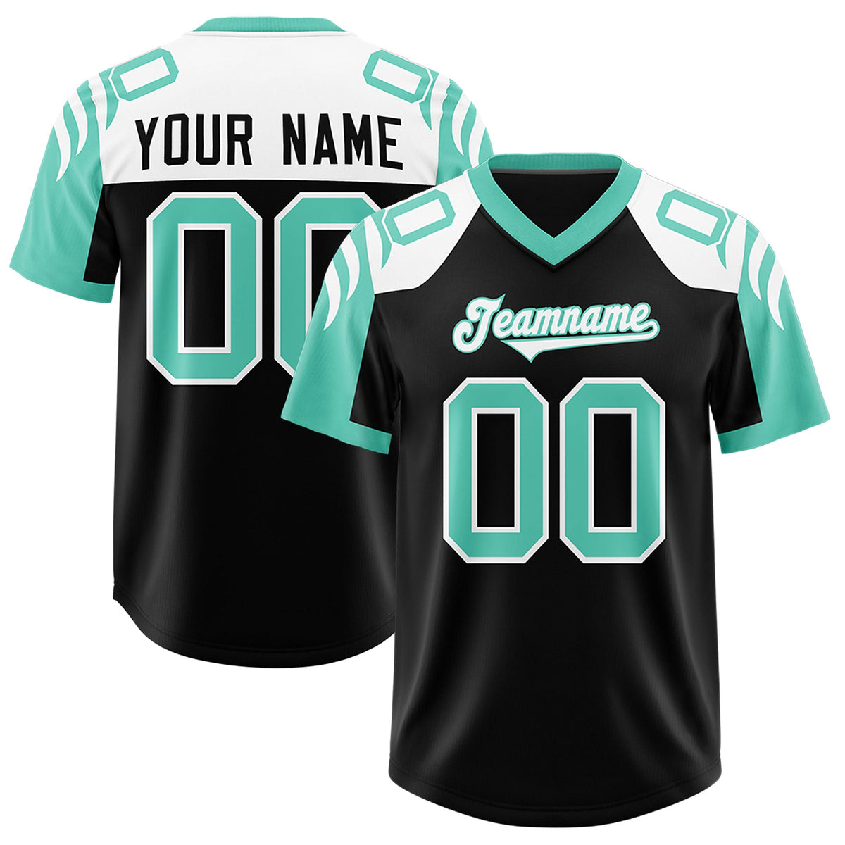 Custom Black Bright Green Raglan Sleeves Personalized Pattern Authentic Football Jersey