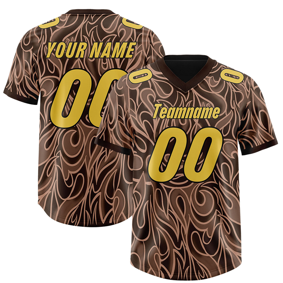 Custom Brown Personalized Printed Graffiti Pattern Design Authentic Football Jersey