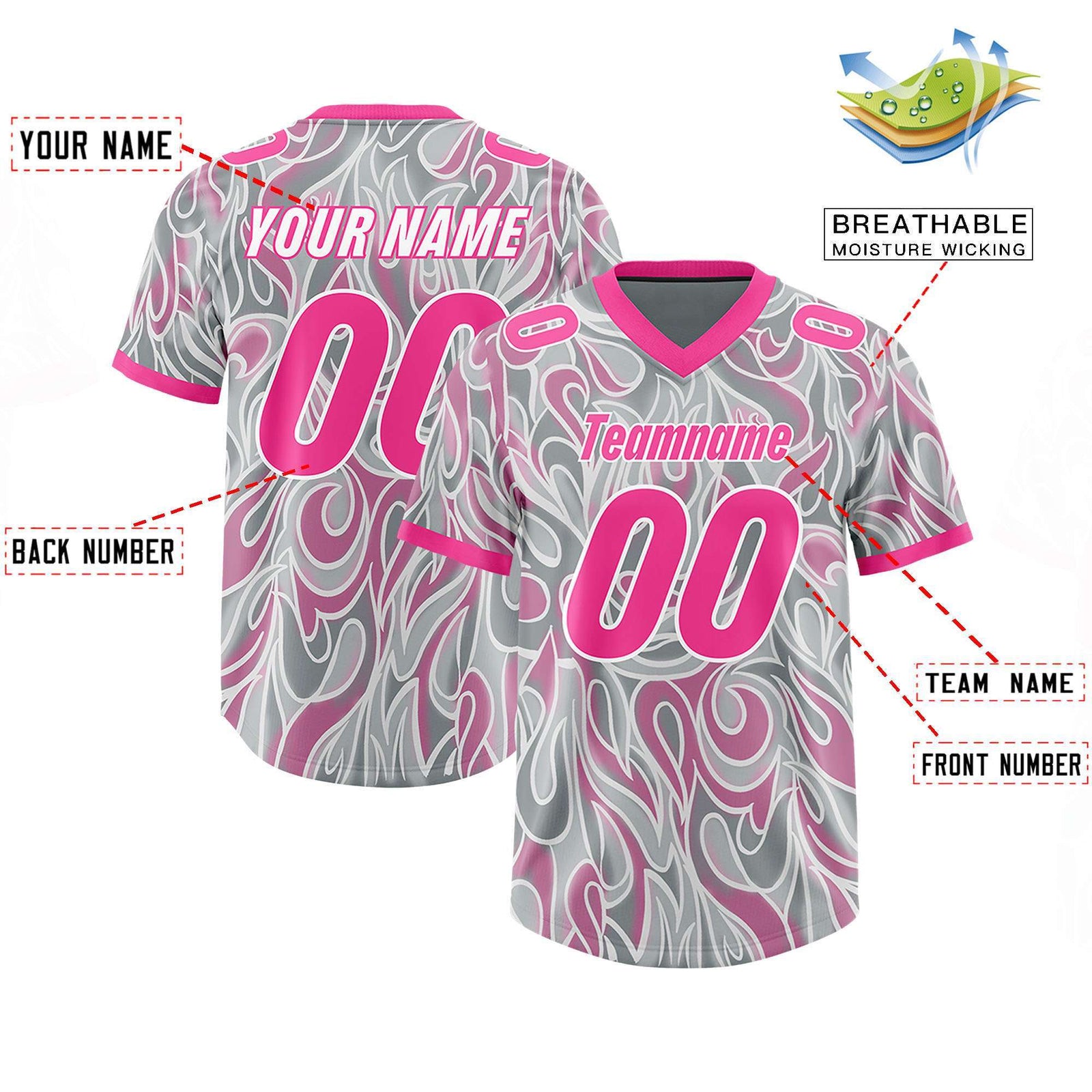 Custom Grey Personalized Printed Graffiti Pattern Design Authentic Football Jersey