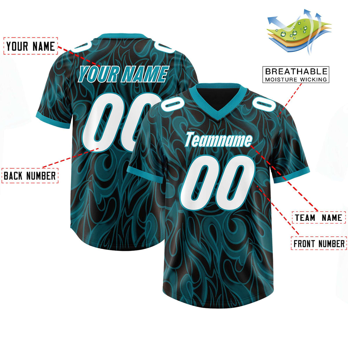 Custom Black Personalized Printed Graffiti Pattern Design Authentic Football Jersey