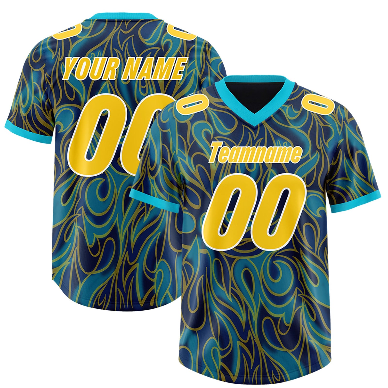 Custom Navy Personalized Printed Graffiti Pattern Design Authentic Football Jersey