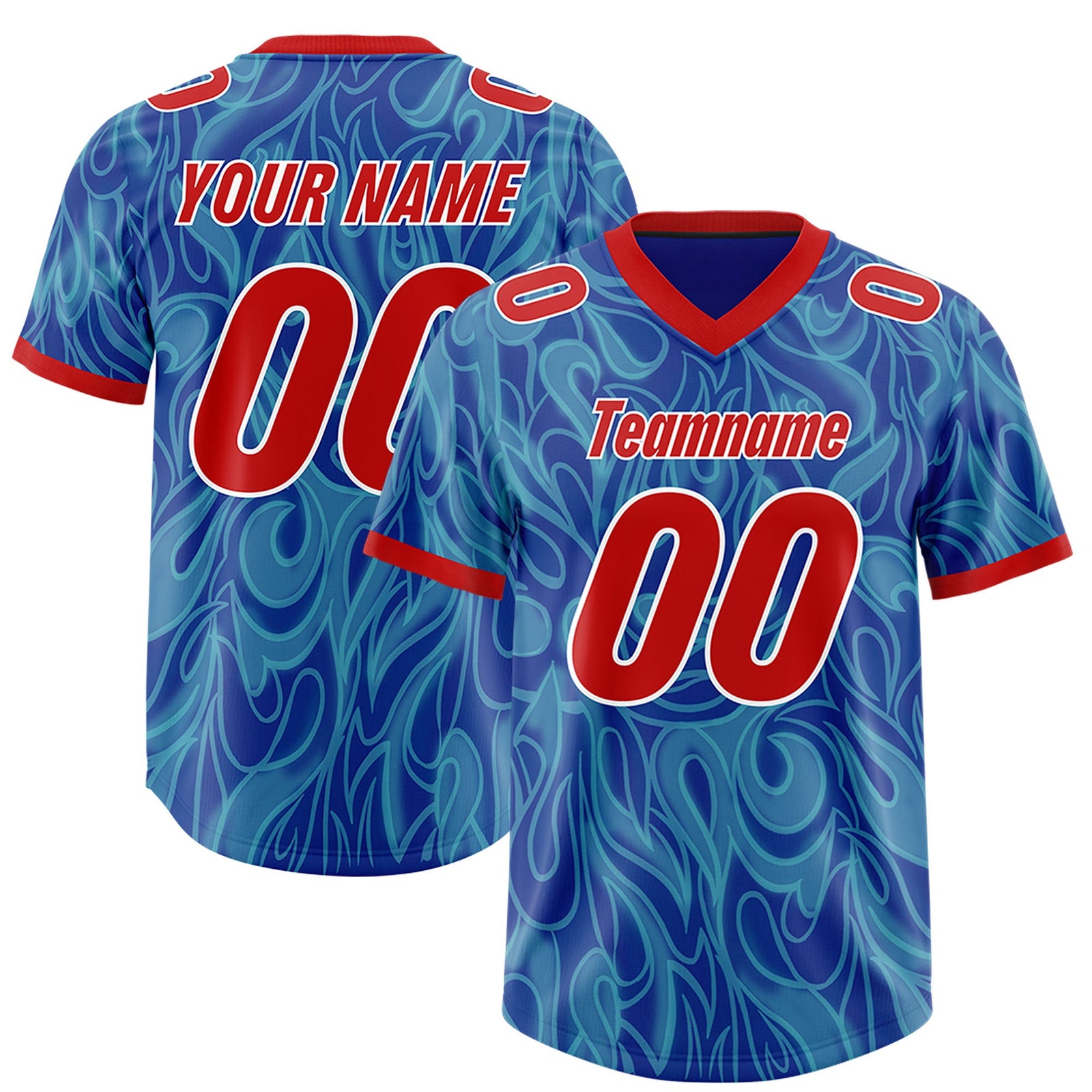 Custom Blue Personalized Printed Graffiti Pattern Design Authentic Football Jersey