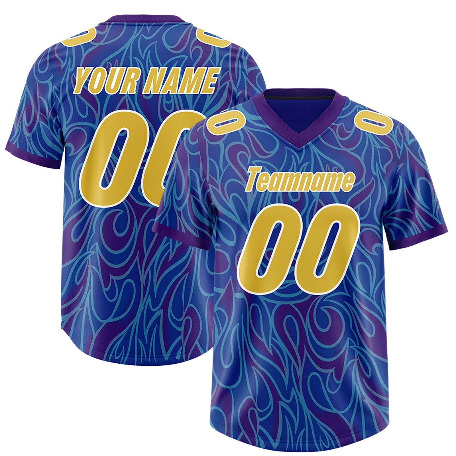 Custom Royal Personalized Printed Graffiti Pattern Design Authentic Football Jersey