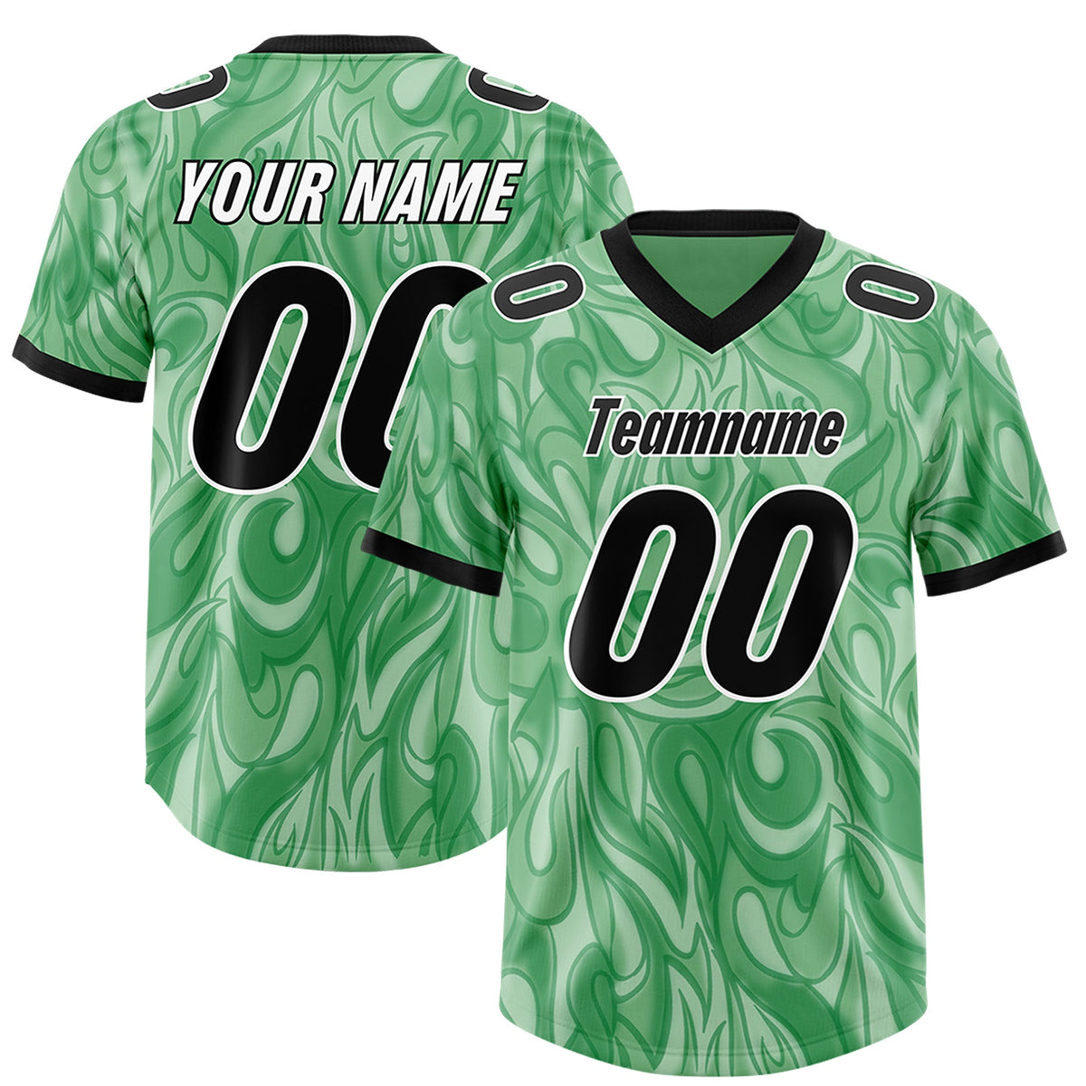 Custom Green Personalized Printed Graffiti Pattern Design Authentic Football Jersey