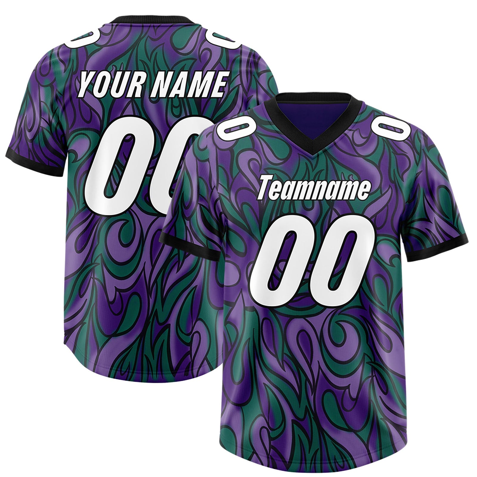 Custom Purple Personalized Printed Graffiti Pattern Design Authentic Football Jersey