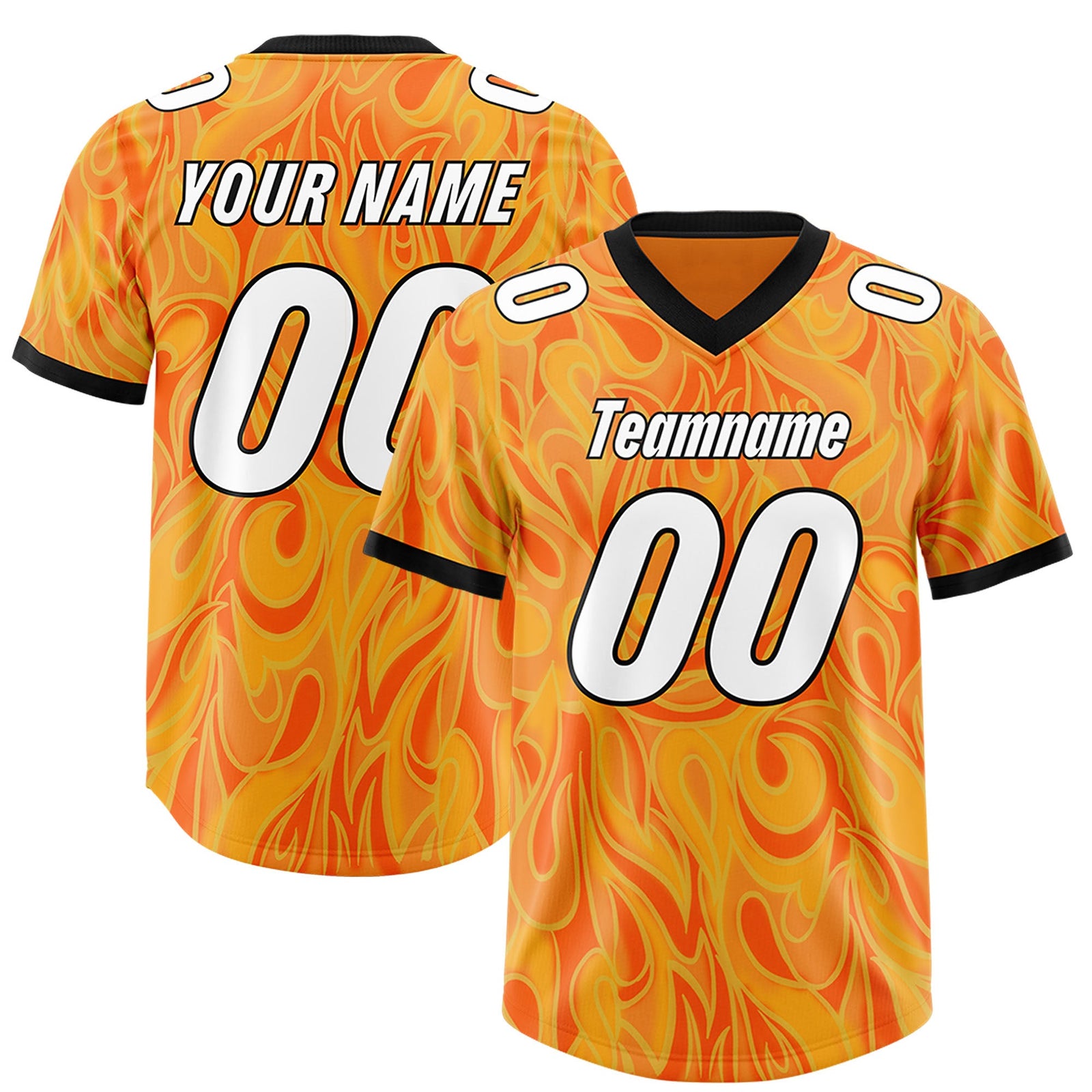 Custom Gold Orange Personalized Printed Graffiti Pattern Design Authentic Football Jersey