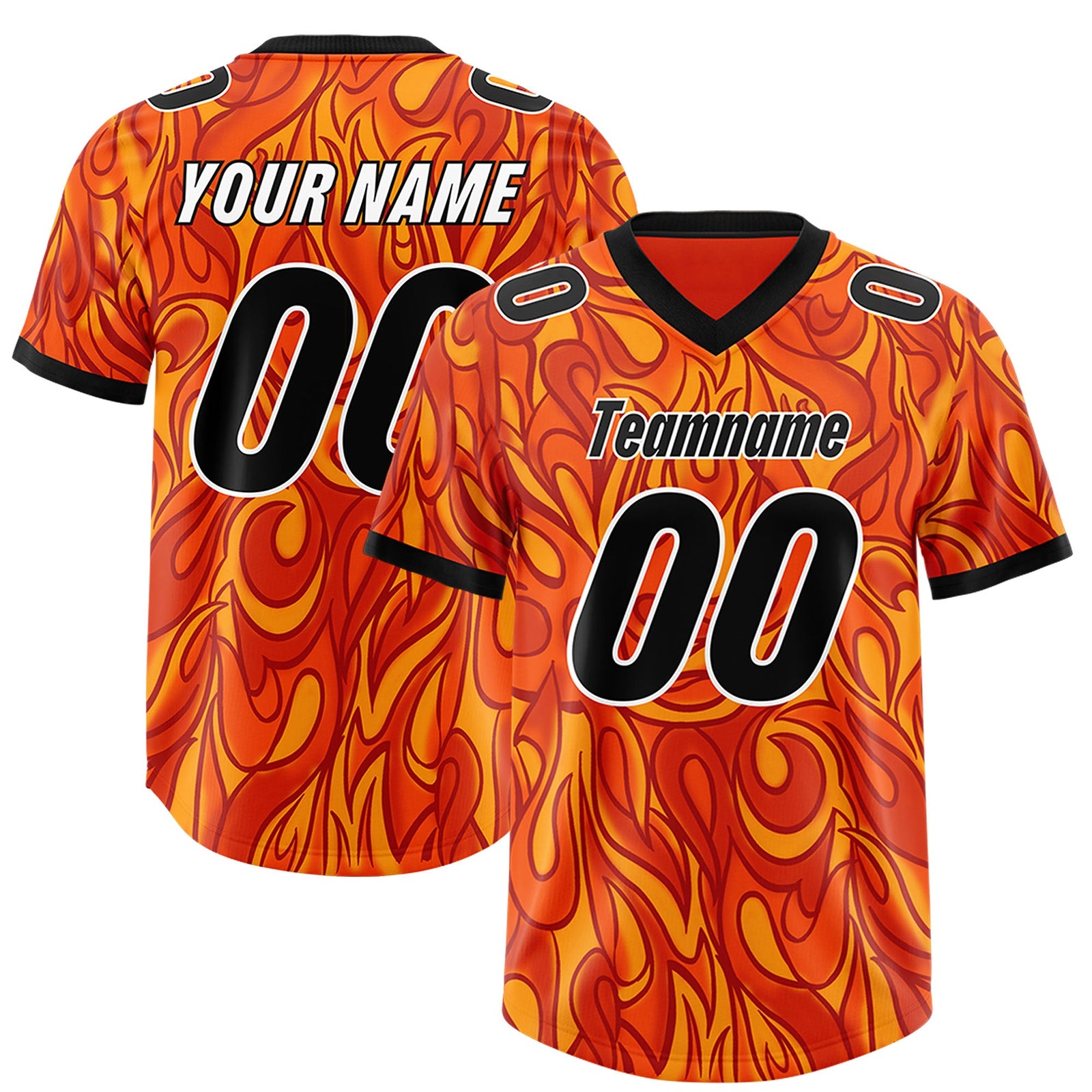 Custom Orange Personalized Printed Graffiti Pattern Design Authentic Football Jersey