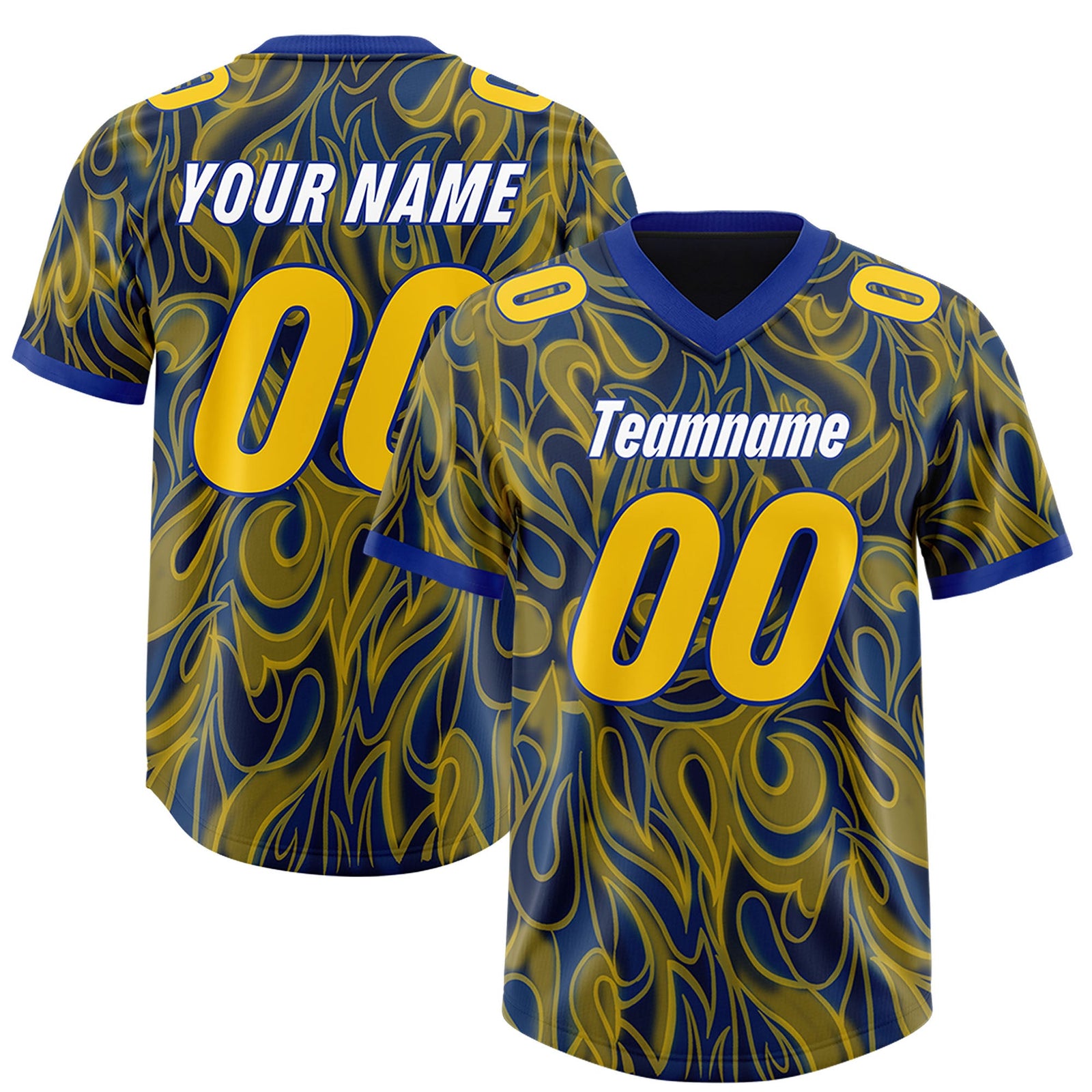 Custom Royal Personalized Printed Graffiti Pattern Design Authentic Football Jersey