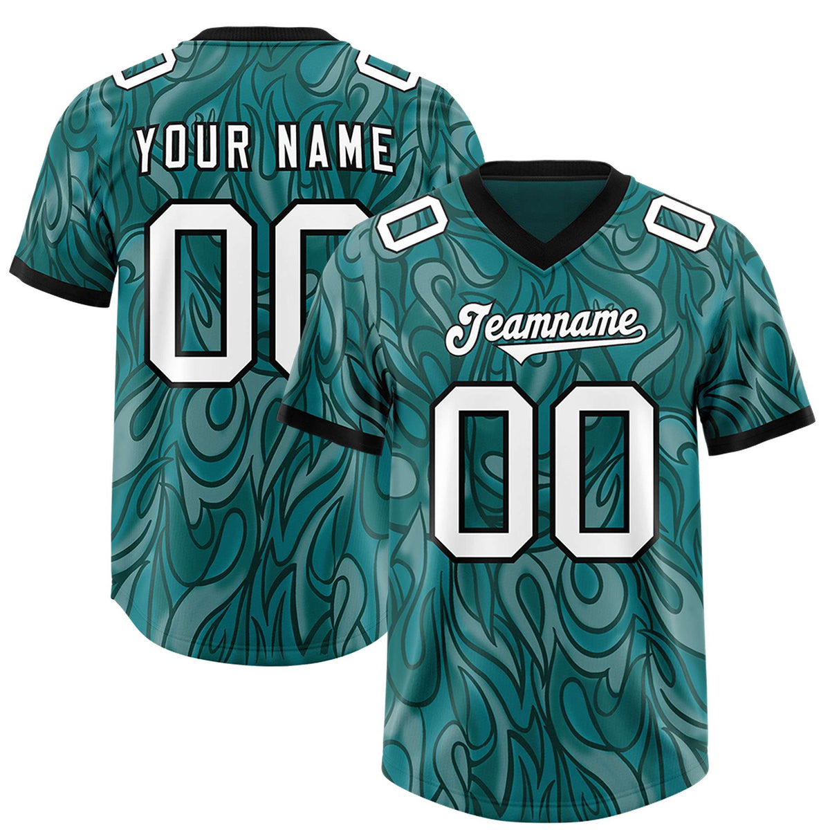 Custom Aqua Personalized Printed Graffiti Pattern Design Authentic Football Jersey