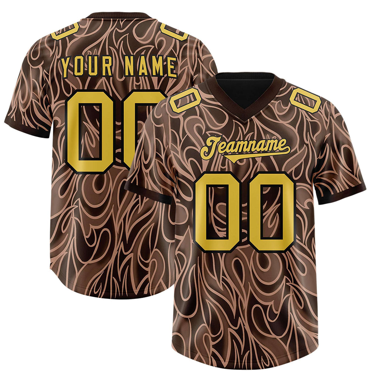 Custom Brown Personalized Printed Graffiti Pattern Design Authentic Football Jersey