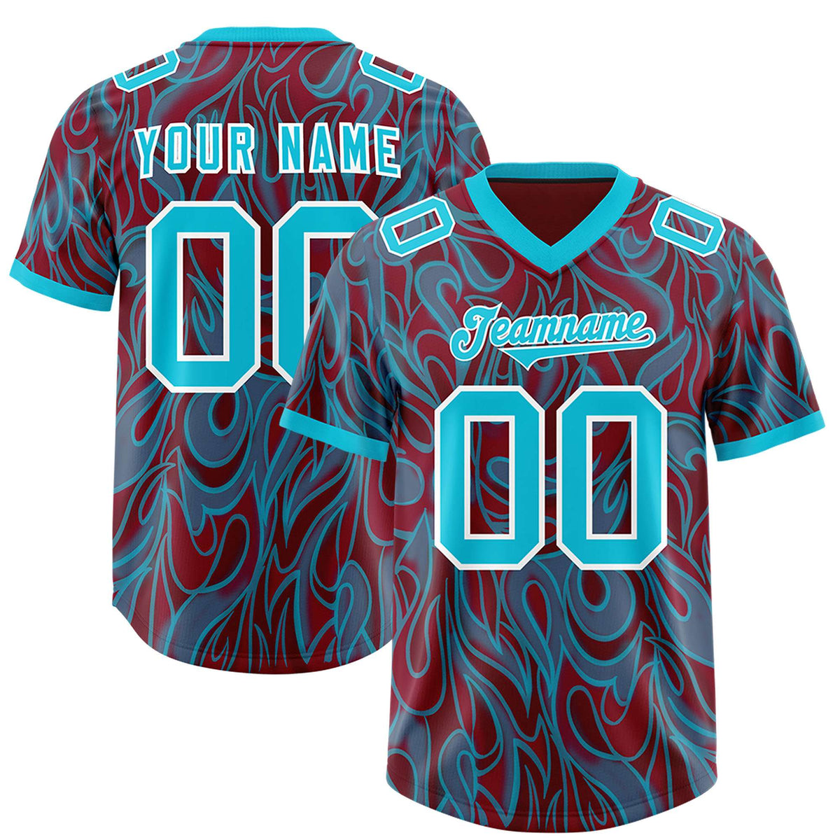 Custom Crimson Personalized Printed Graffiti Pattern Design Authentic Football Jersey