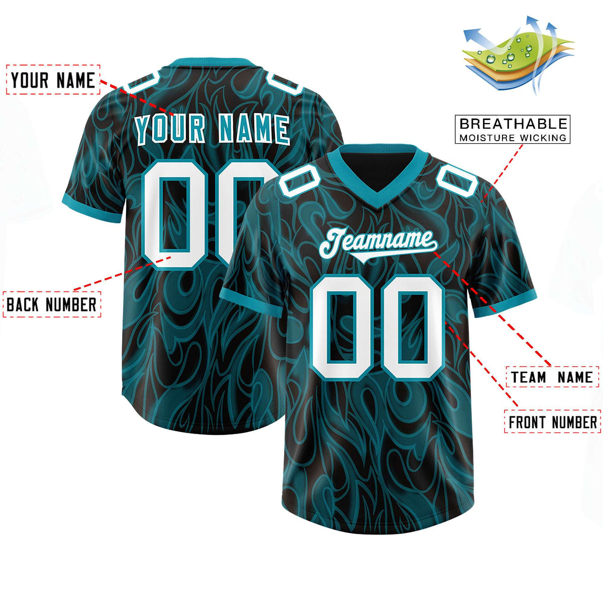 Custom Black Personalized Printed Graffiti Pattern Design Authentic Football Jersey