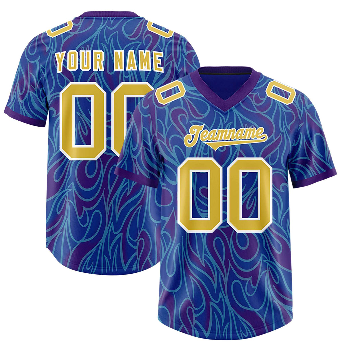 Custom Royal Personalized Printed Graffiti Pattern Design Authentic Football Jersey