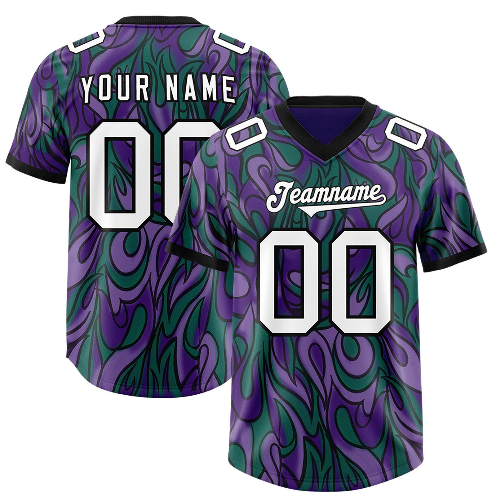 Custom Purple Personalized Printed Graffiti Pattern Design Authentic Football Jersey