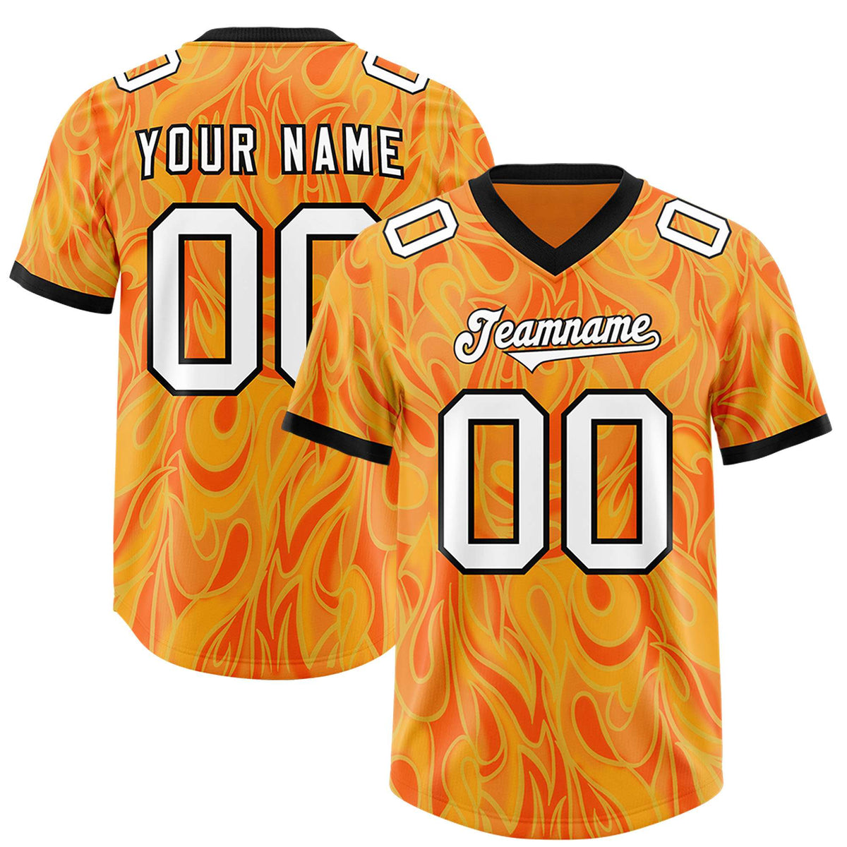 Custom Gold Orange Personalized Printed Graffiti Pattern Design Authentic Football Jersey