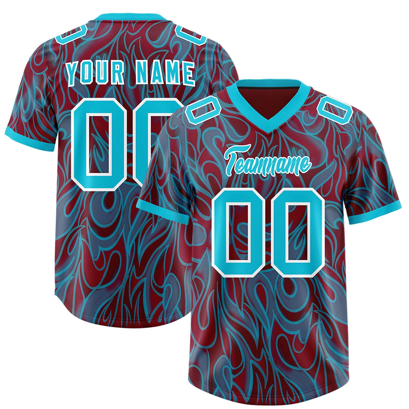 Custom Crimson Personalized Printed Graffiti Pattern Design Authentic Football Jersey